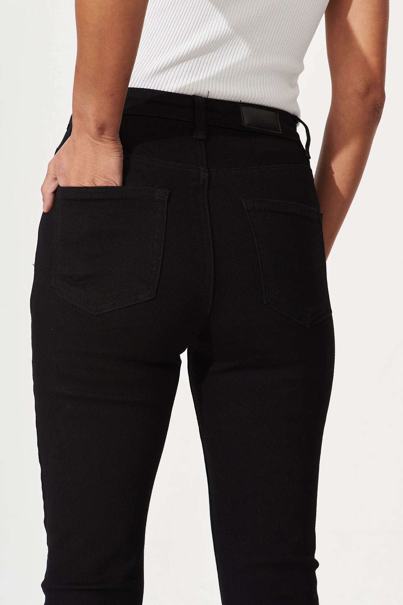 Ace Mid Rise Straight Leg Jean In Black Denim - Image 8