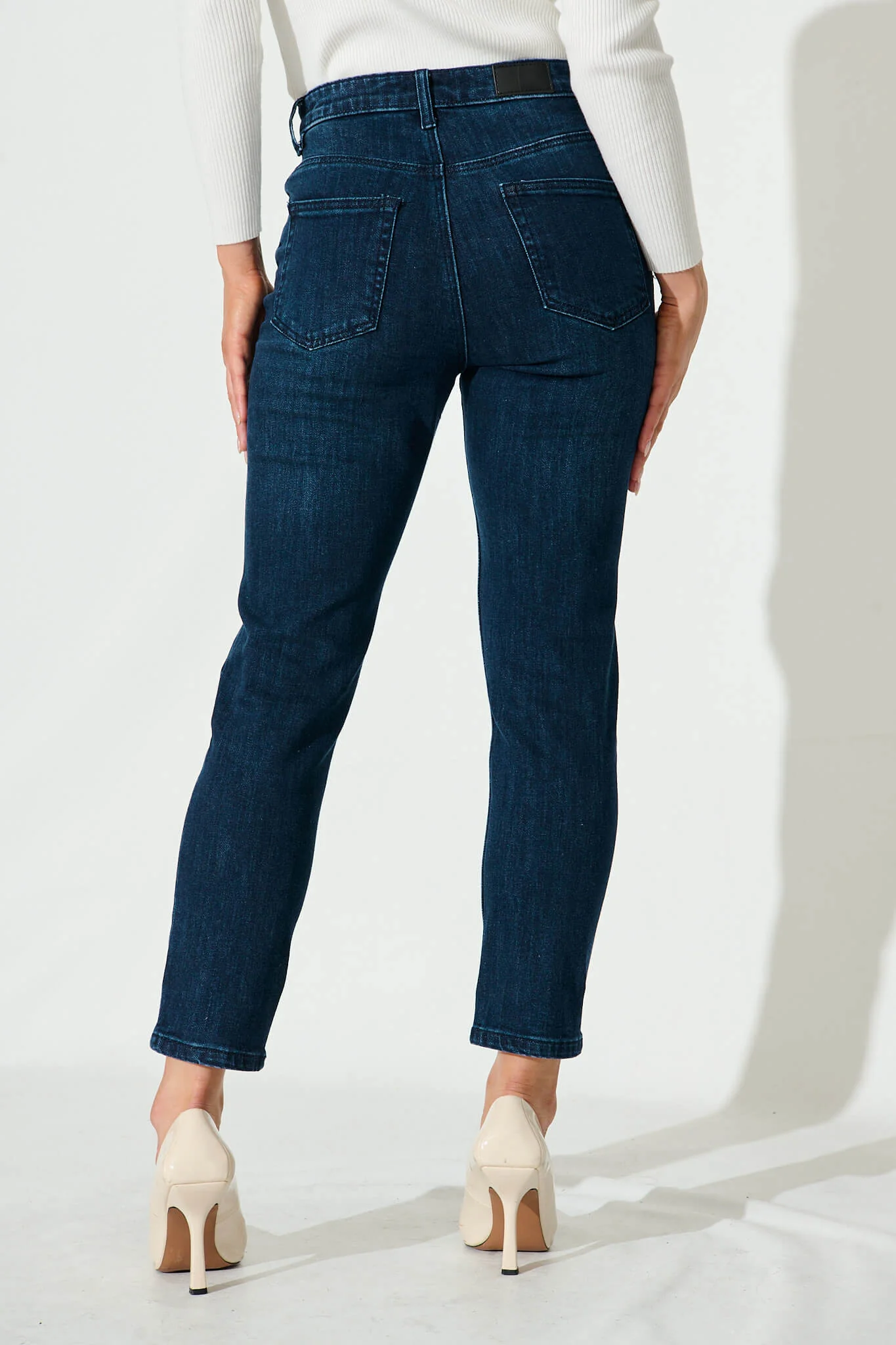 Ace Mid Rise Straight Leg Jean In Dark Blue Denim - Image 3