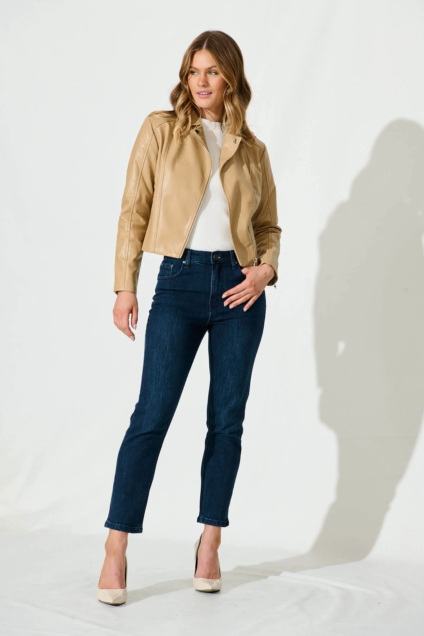 Ace Mid Rise Straight Leg Jean In Dark Blue Denim - Image 4