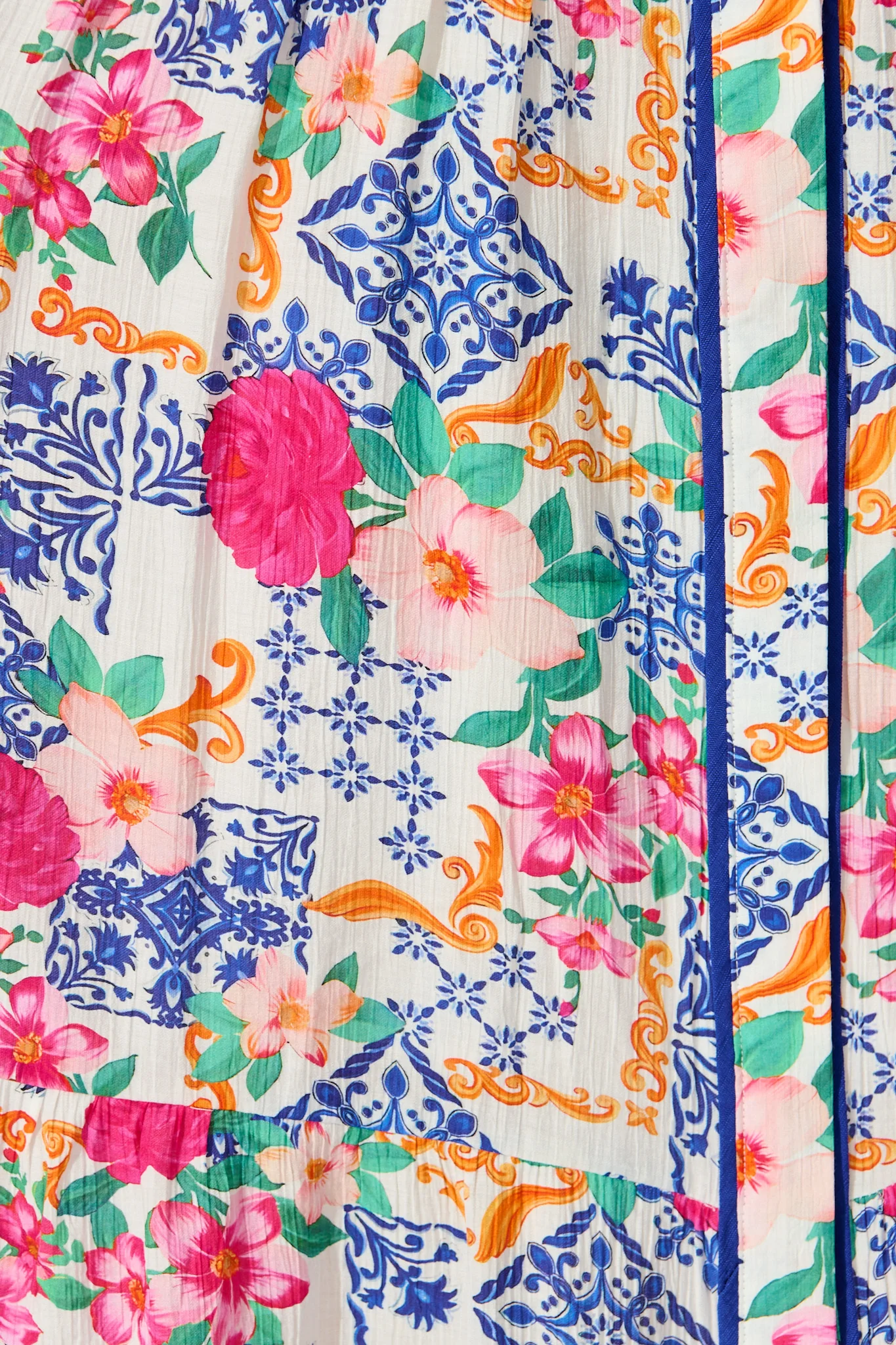 Adaluna Maxi Shirt Dress in White with Blue Multi Print - Image 6