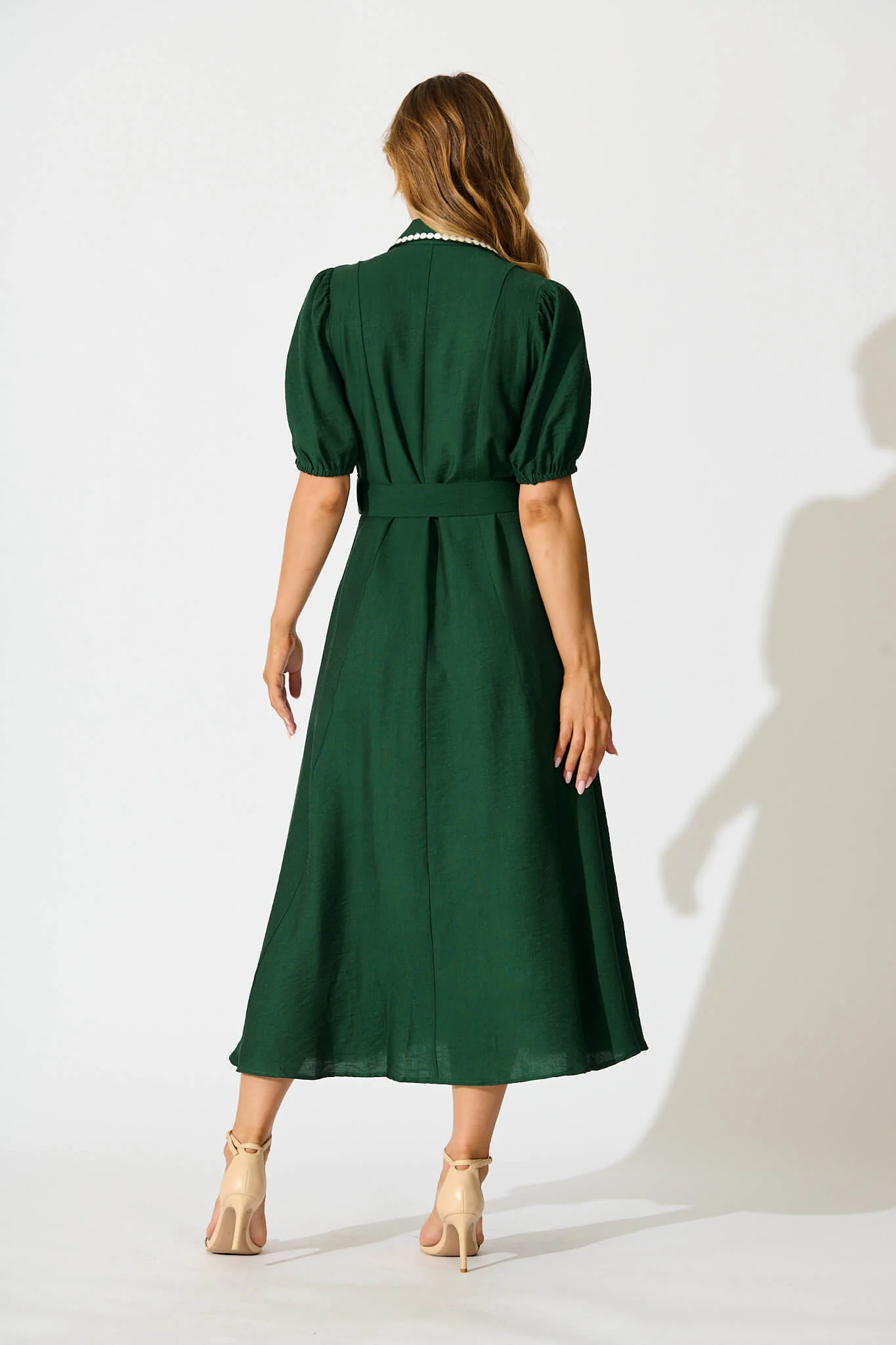 Adore Maxi Shirt Dress in Emerald Green - Image 4