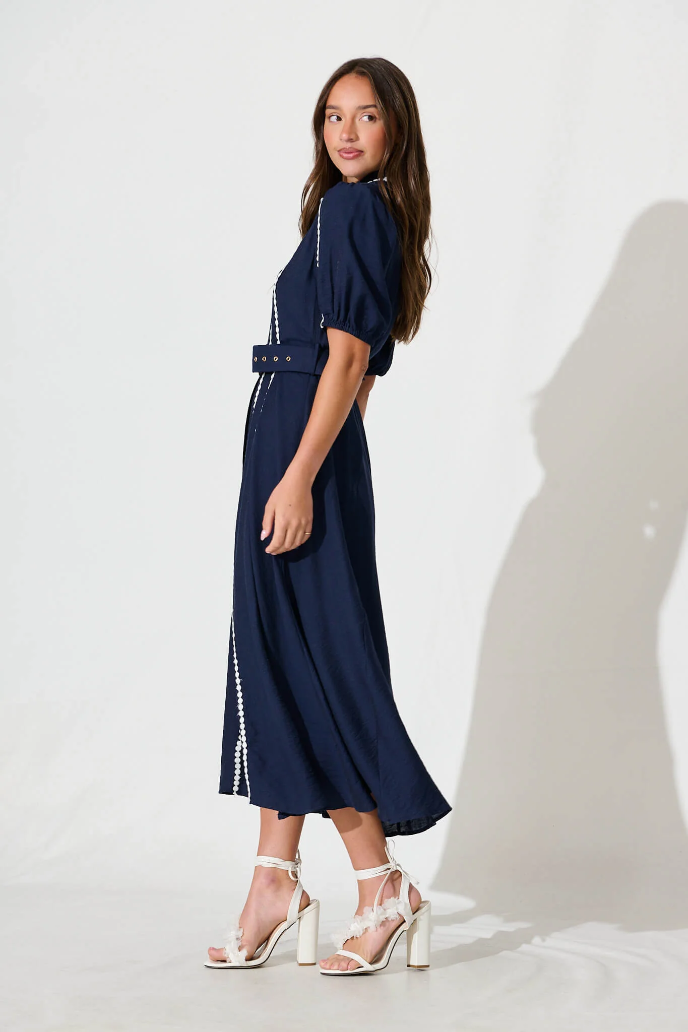Adore Maxi Shirt Dress in Navy - Image 3