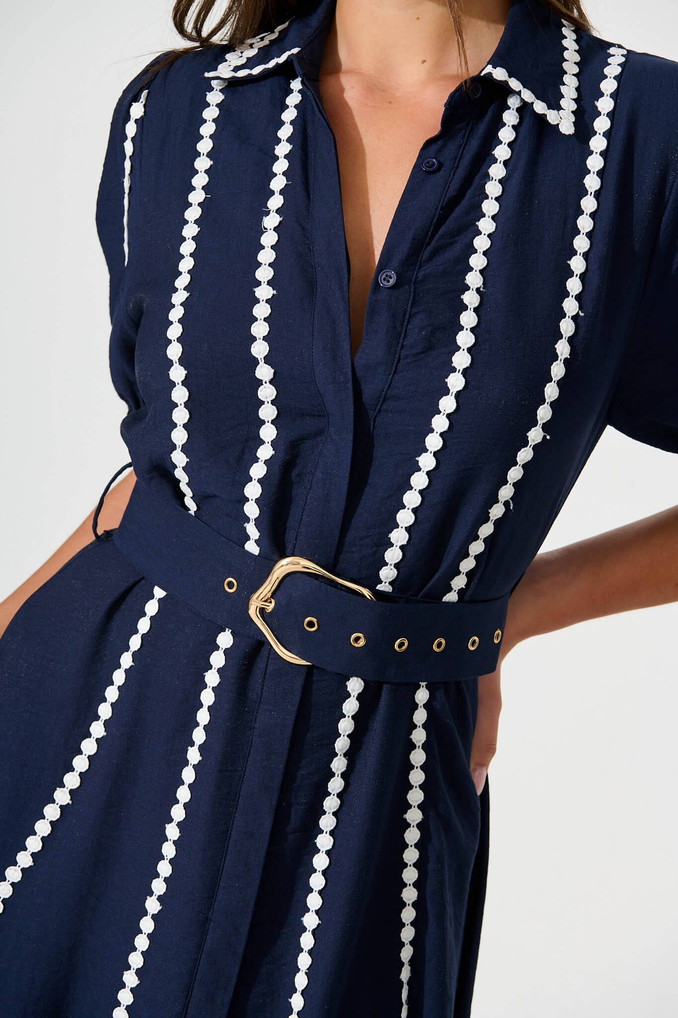 Adore Maxi Shirt Dress in Navy - Image 5