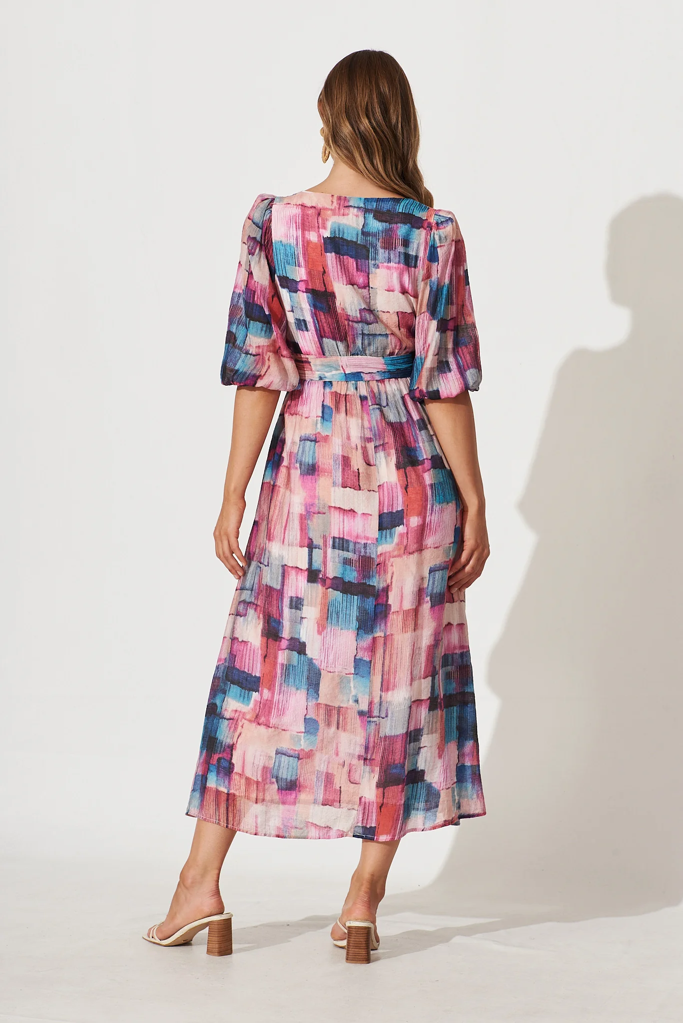 Adrina Maxi Dress In Purple With Blue Multi Print - Image 4