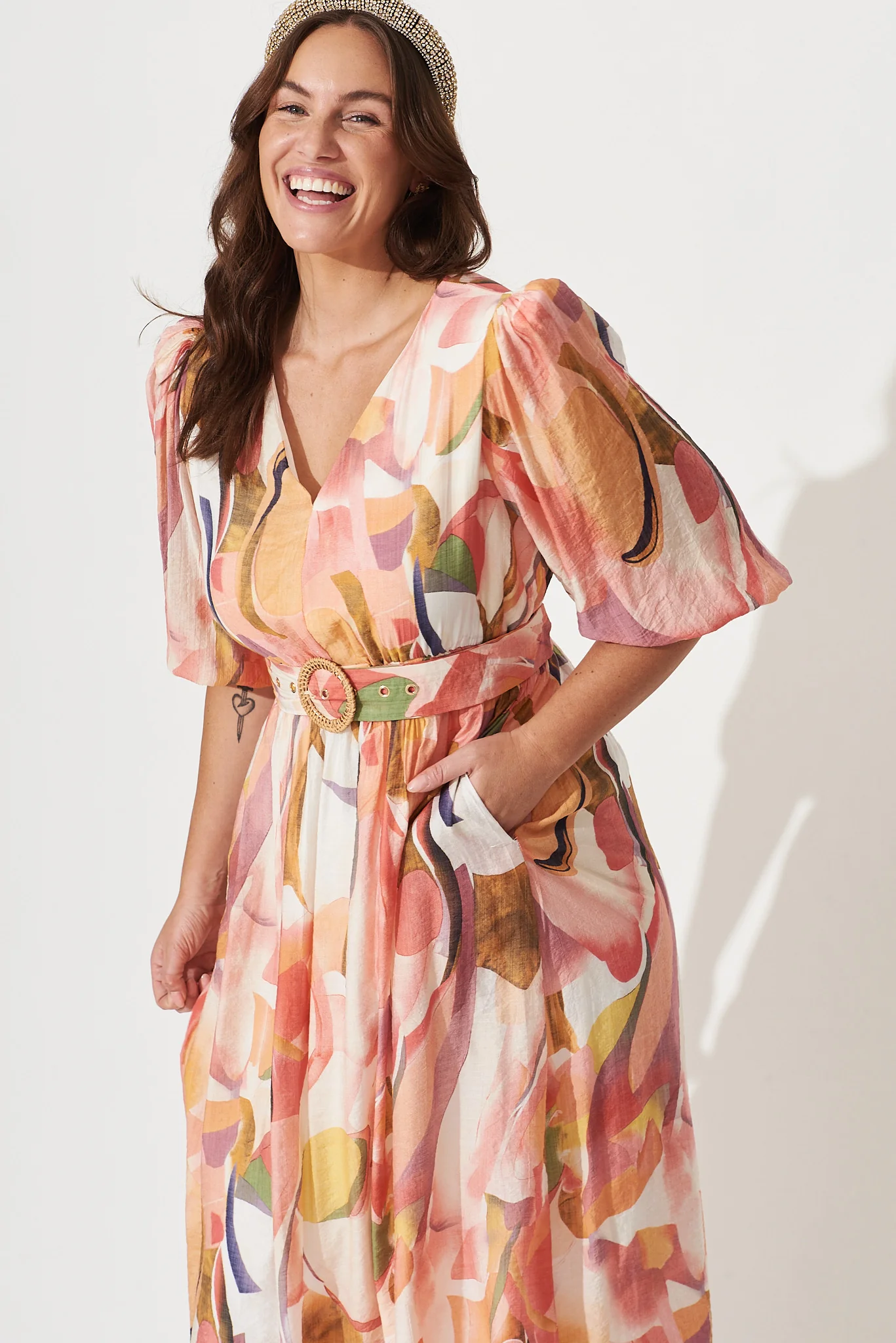 Adrina Maxi Dress In White With Multi Floral - Image 4