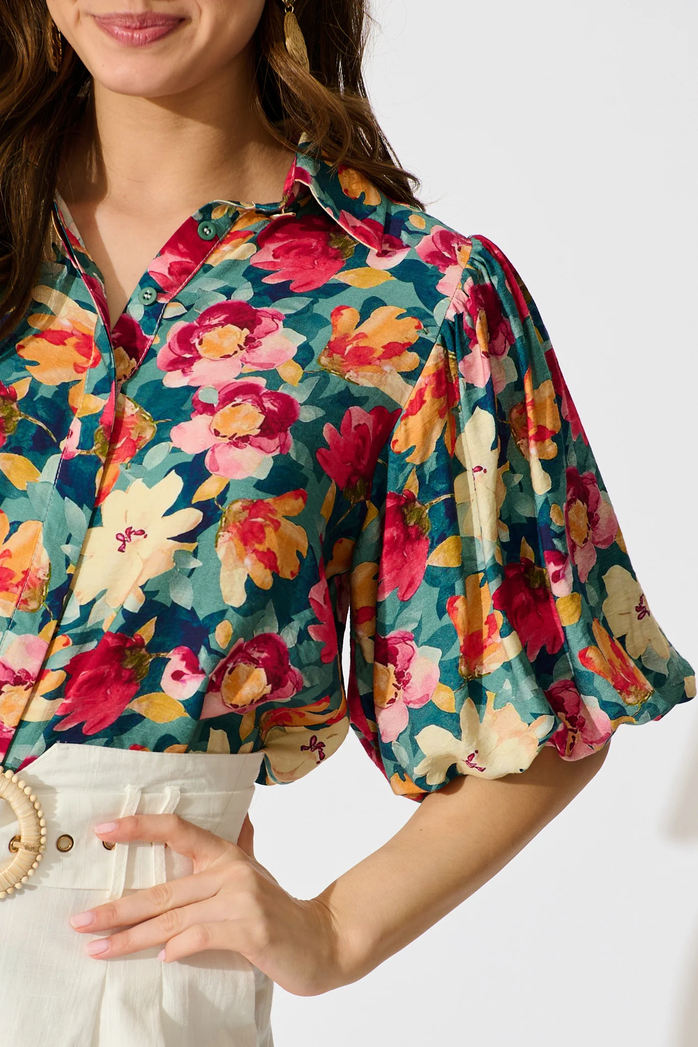 Aeryn Shirt in Jade Floral Print - Image 6