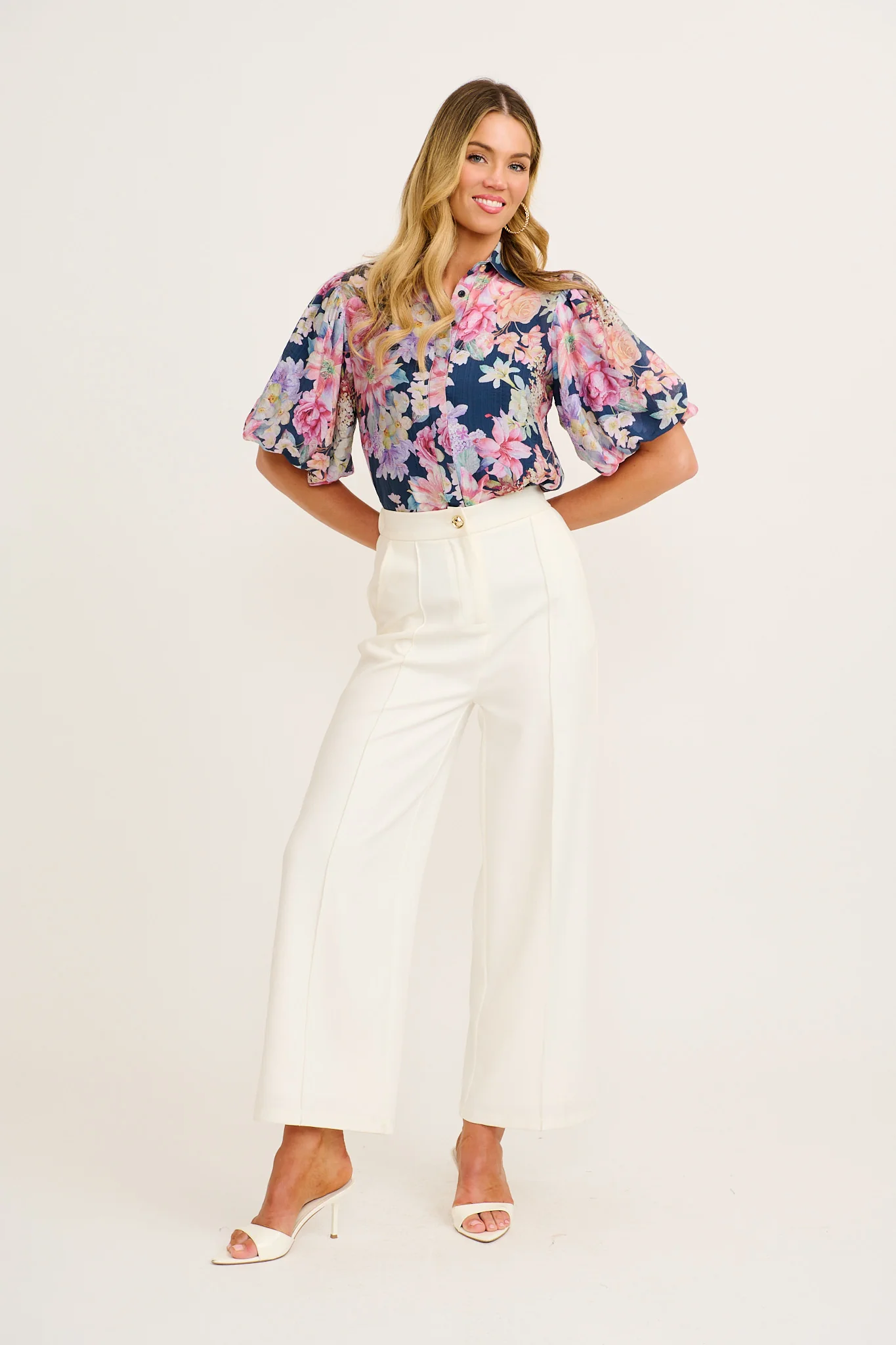 Aeryn Shirt in Navy with Multi Floral - Image 4