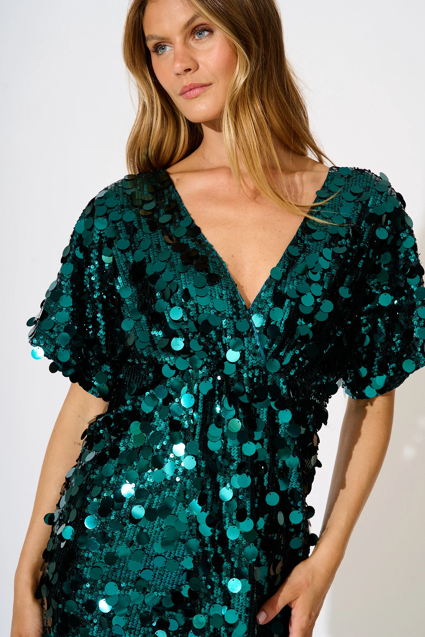 After Party Dress in Emerald Sequin - Image 8