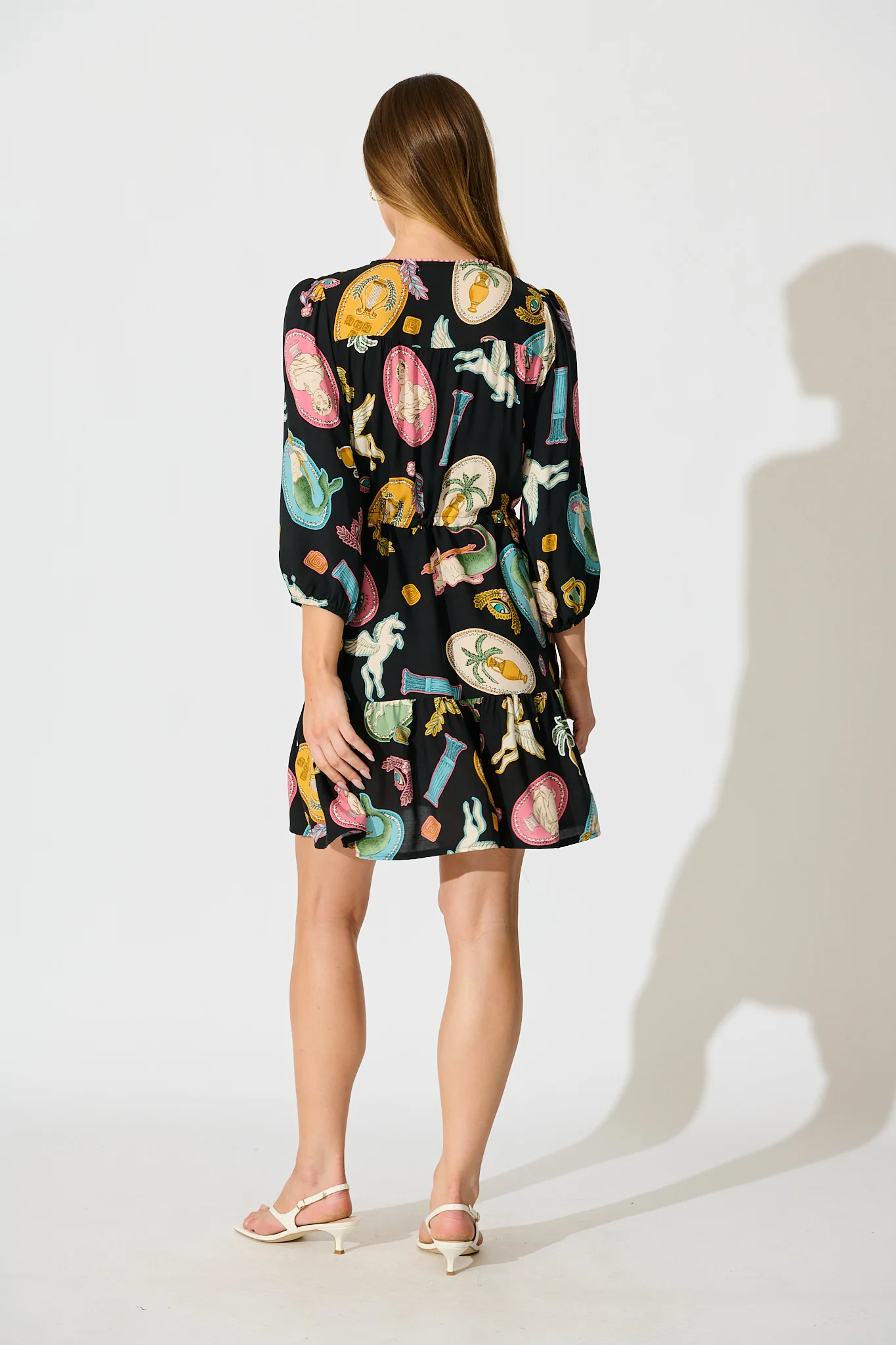Ailany Dress in Black with Multi Print - Image 4