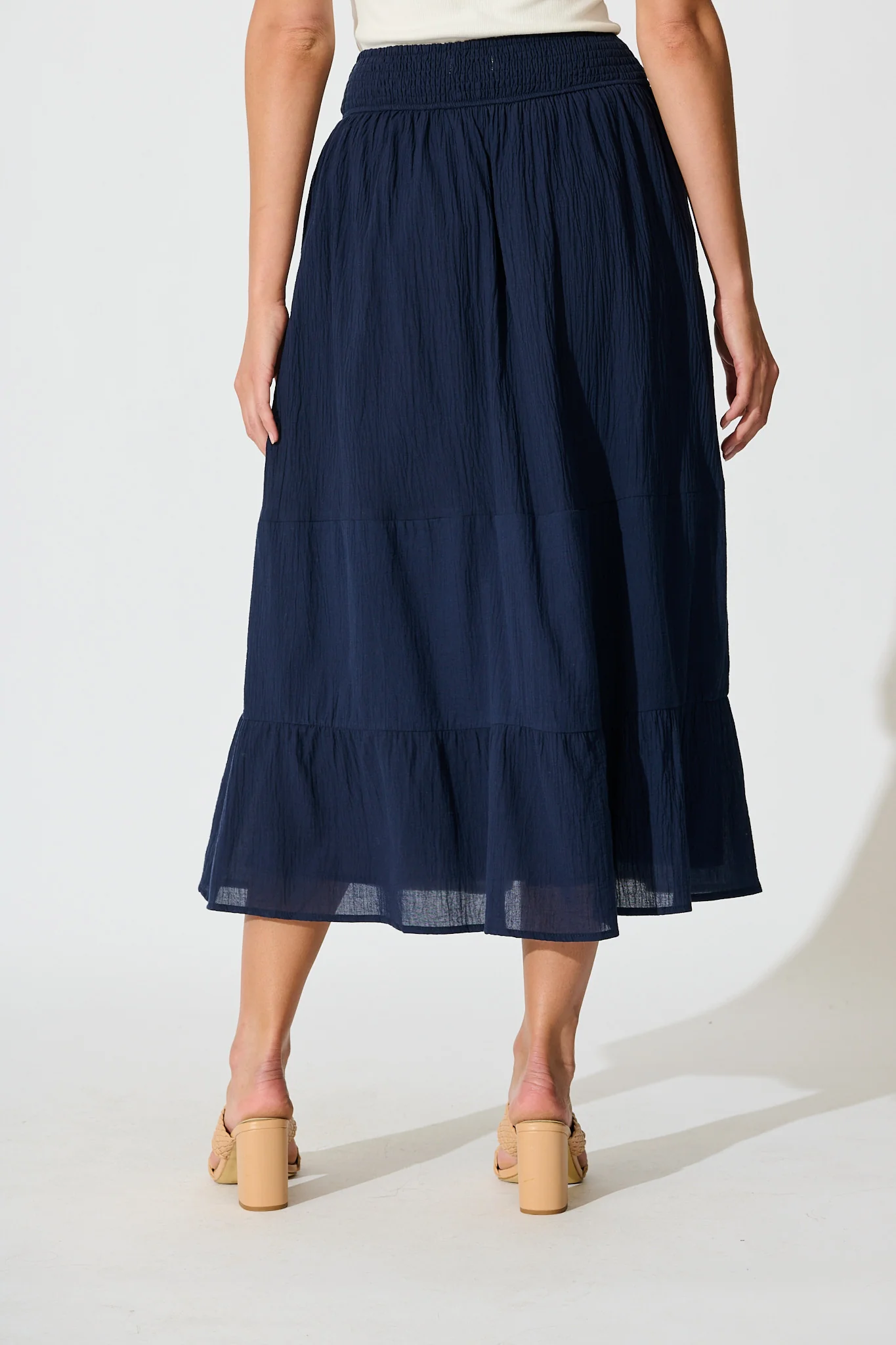 Aina Maxi Skirt in Navy Cotton - Image 3