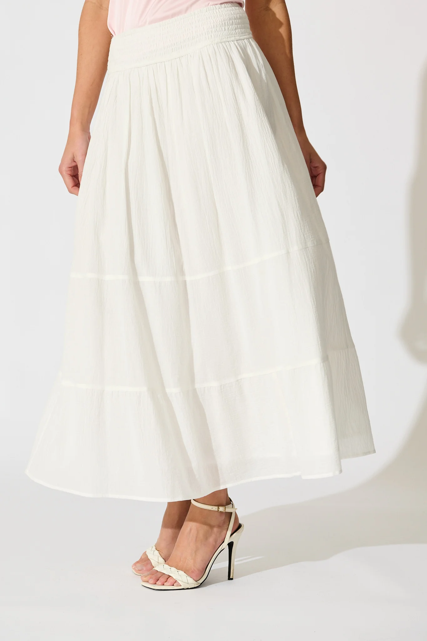 Aina Maxi Skirt in White Cotton - Image 4