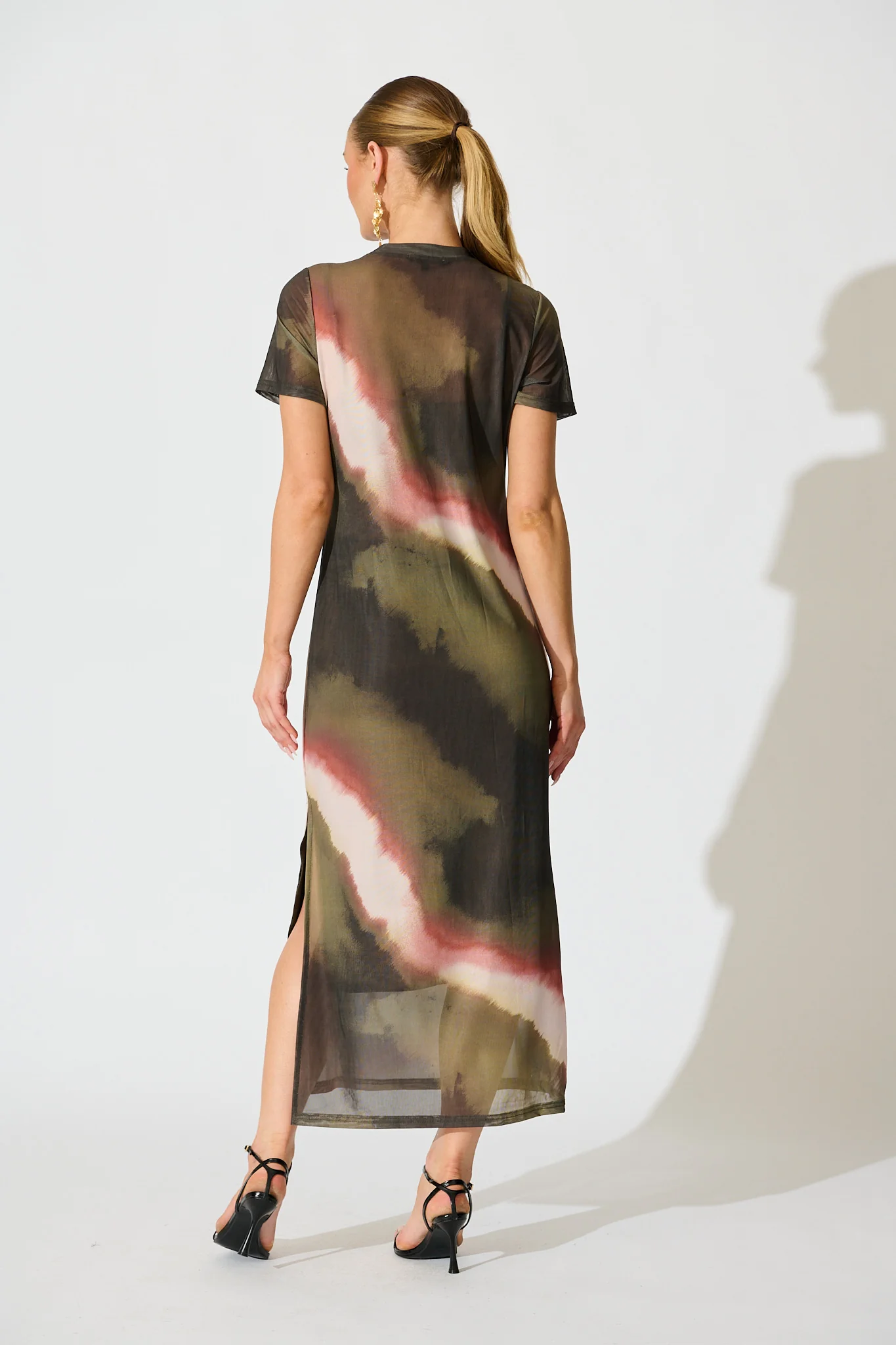 Ainsleigh Midi Dress in Green Multi Ombre Mesh - Image 4