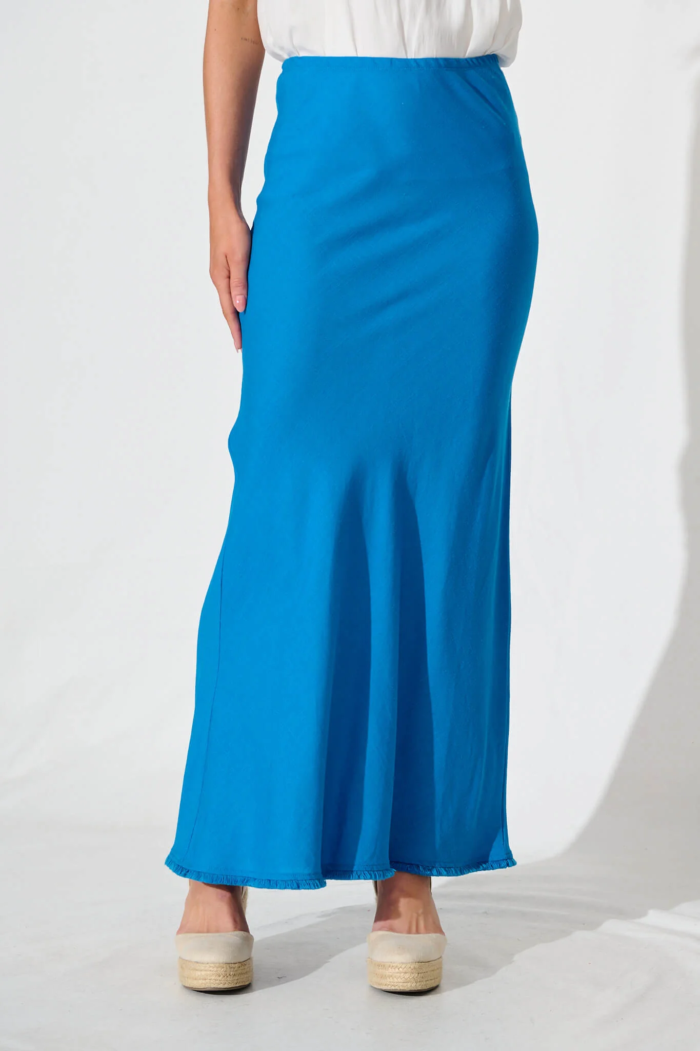 Alameda Maxi Skirt In Blue Linen Blend