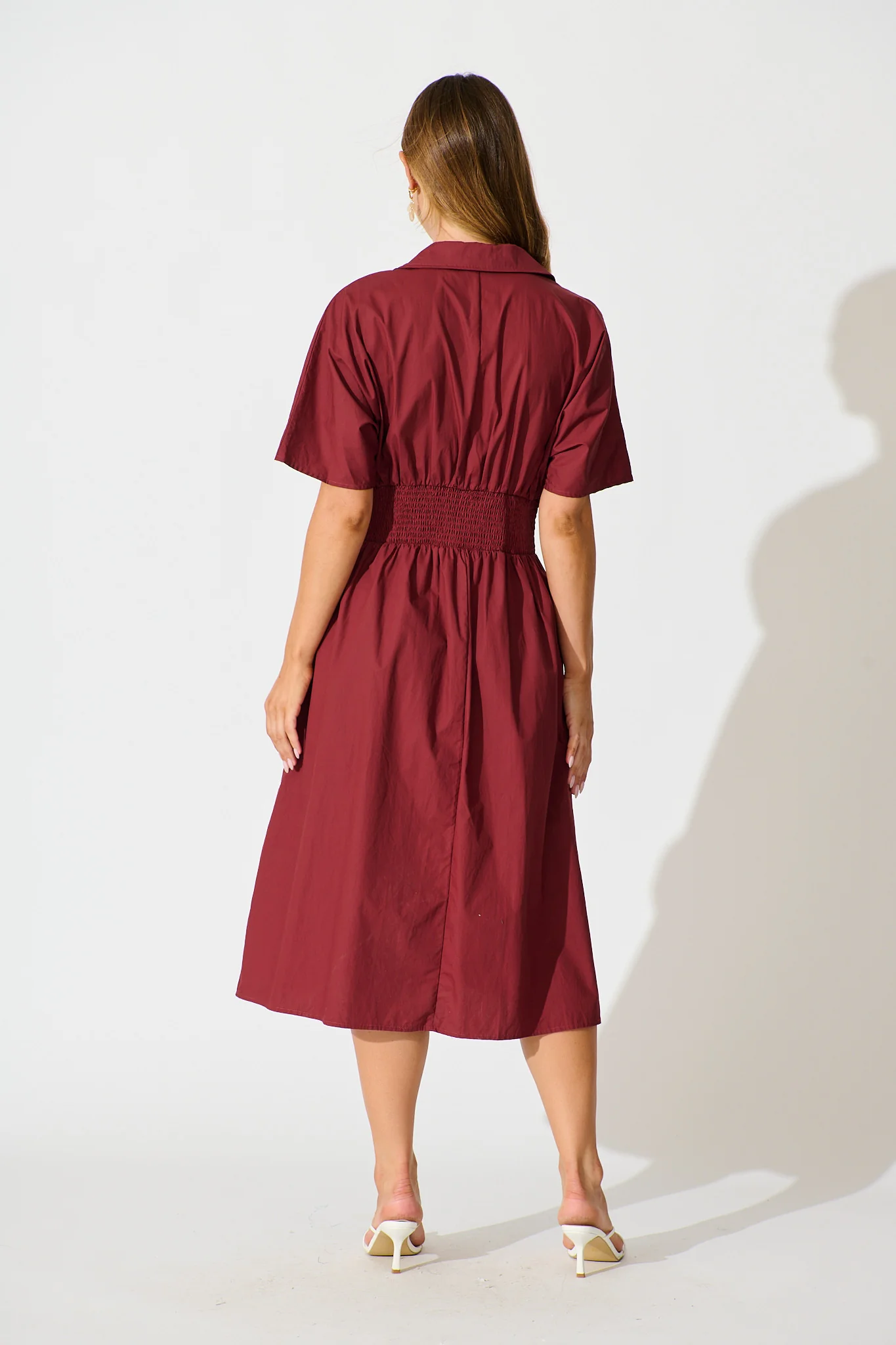 Alani Midi Shirt Dress in Wine Cotton - Image 4
