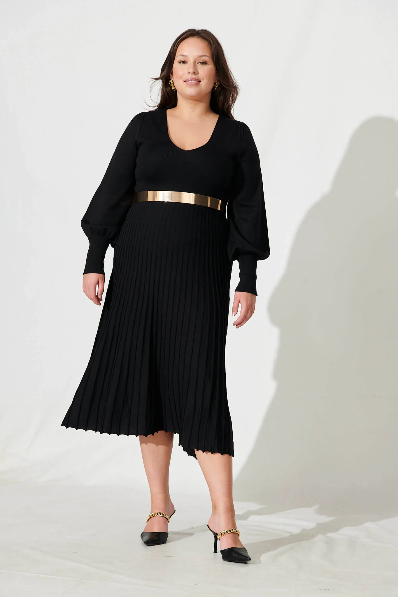 Albi Midi Knit Dress In Black Cotton Blend - Image 7