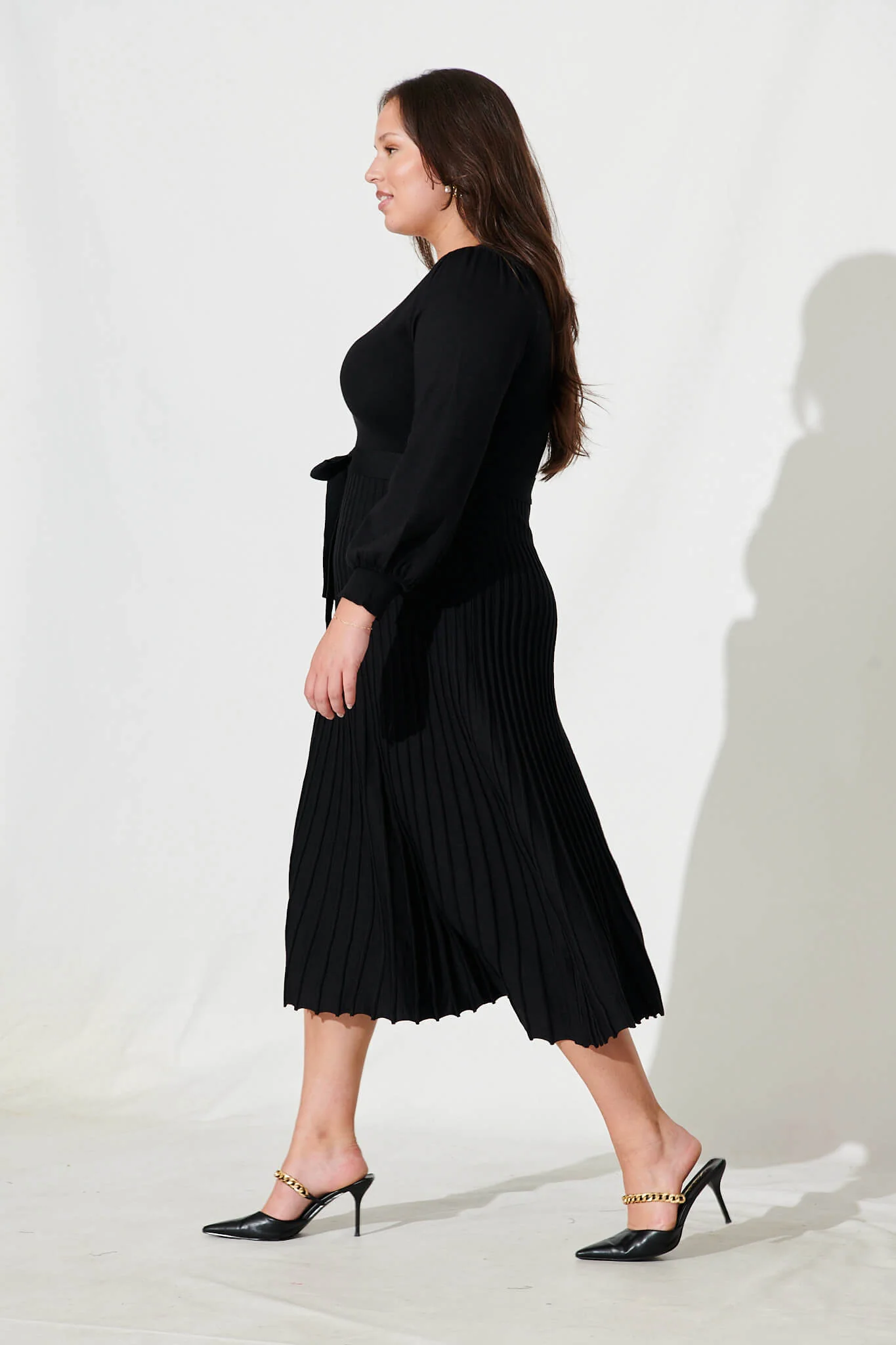 Albi Midi Knit Dress In Black Cotton Blend - Image 8