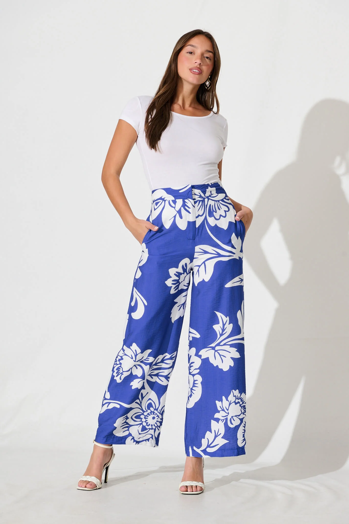 Aldridge Pant In Blue With White Floral - Image 8