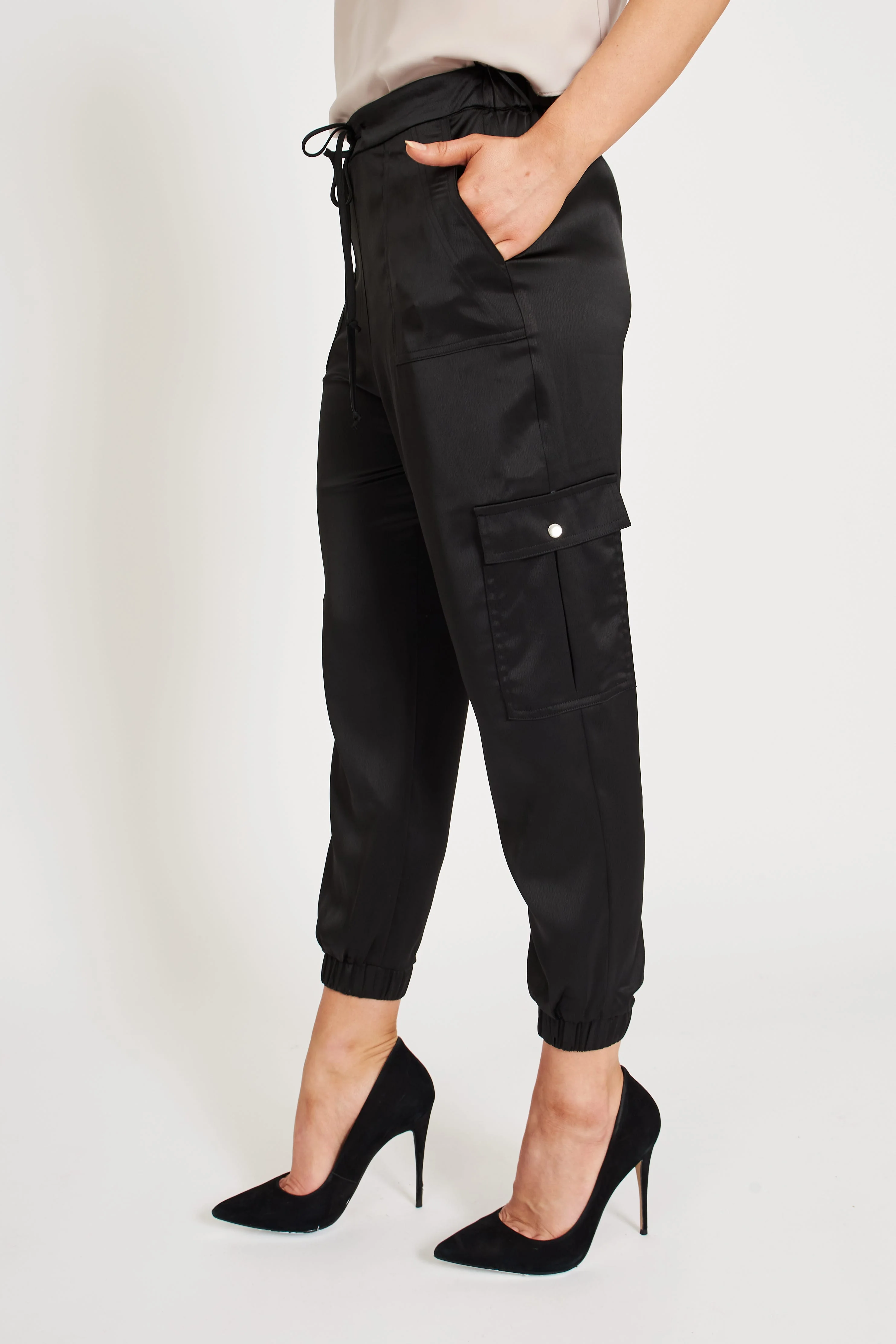 Alexa Silky Cargo Pant Black
