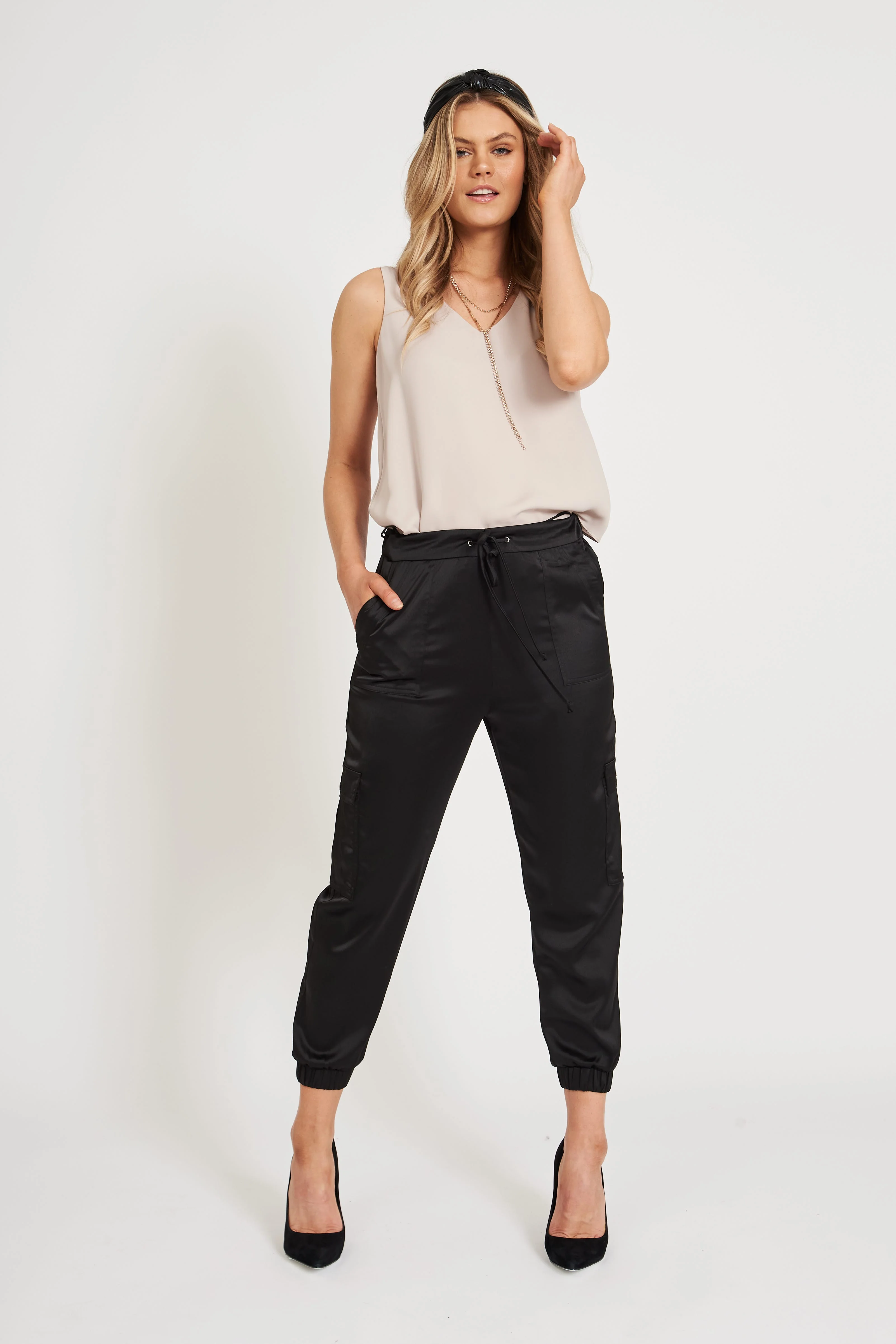 Alexa Silky Cargo Pant Black - Image 2