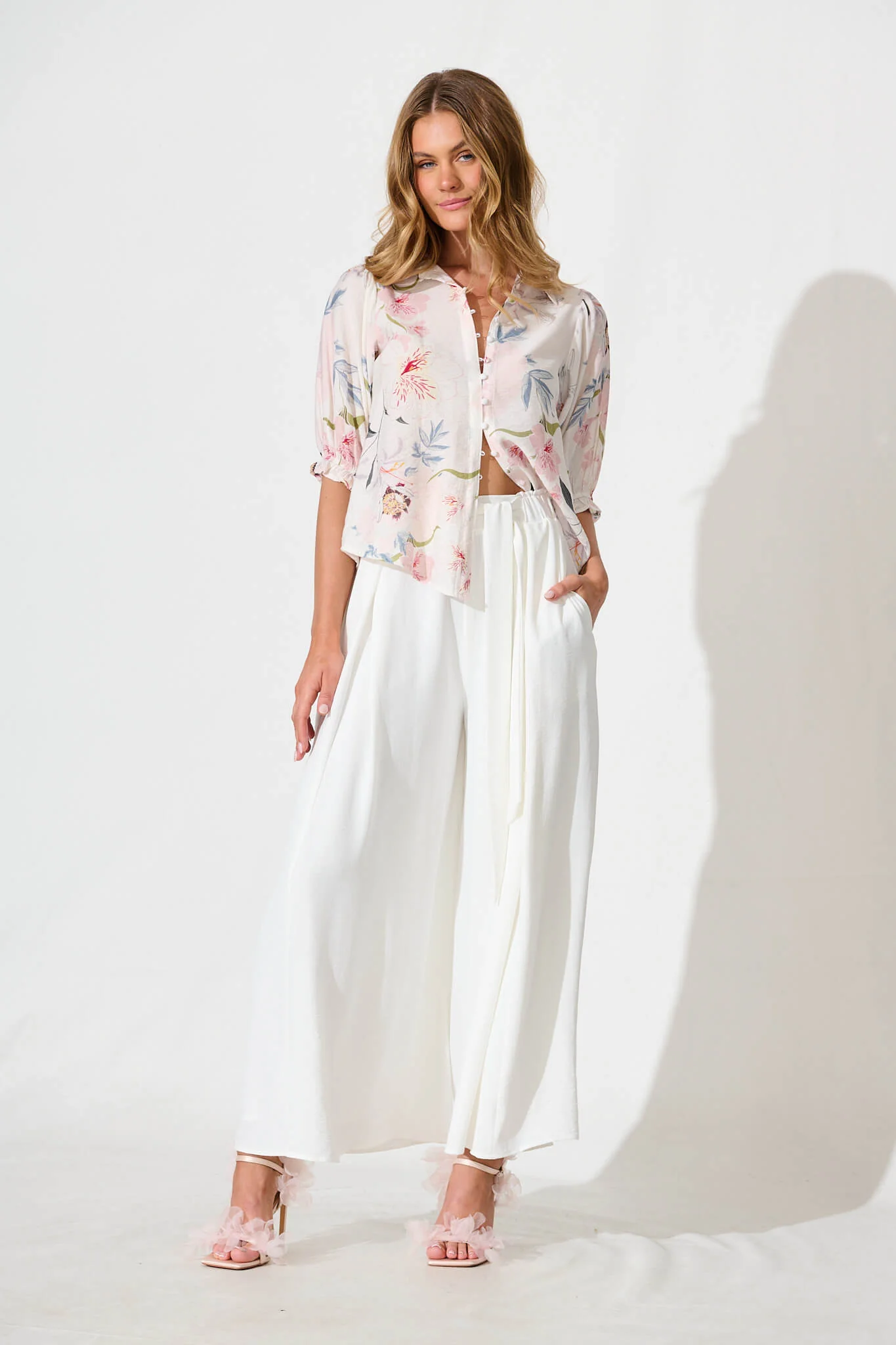 Alexandros Shirt in White with Pink Multi Floral - Image 4