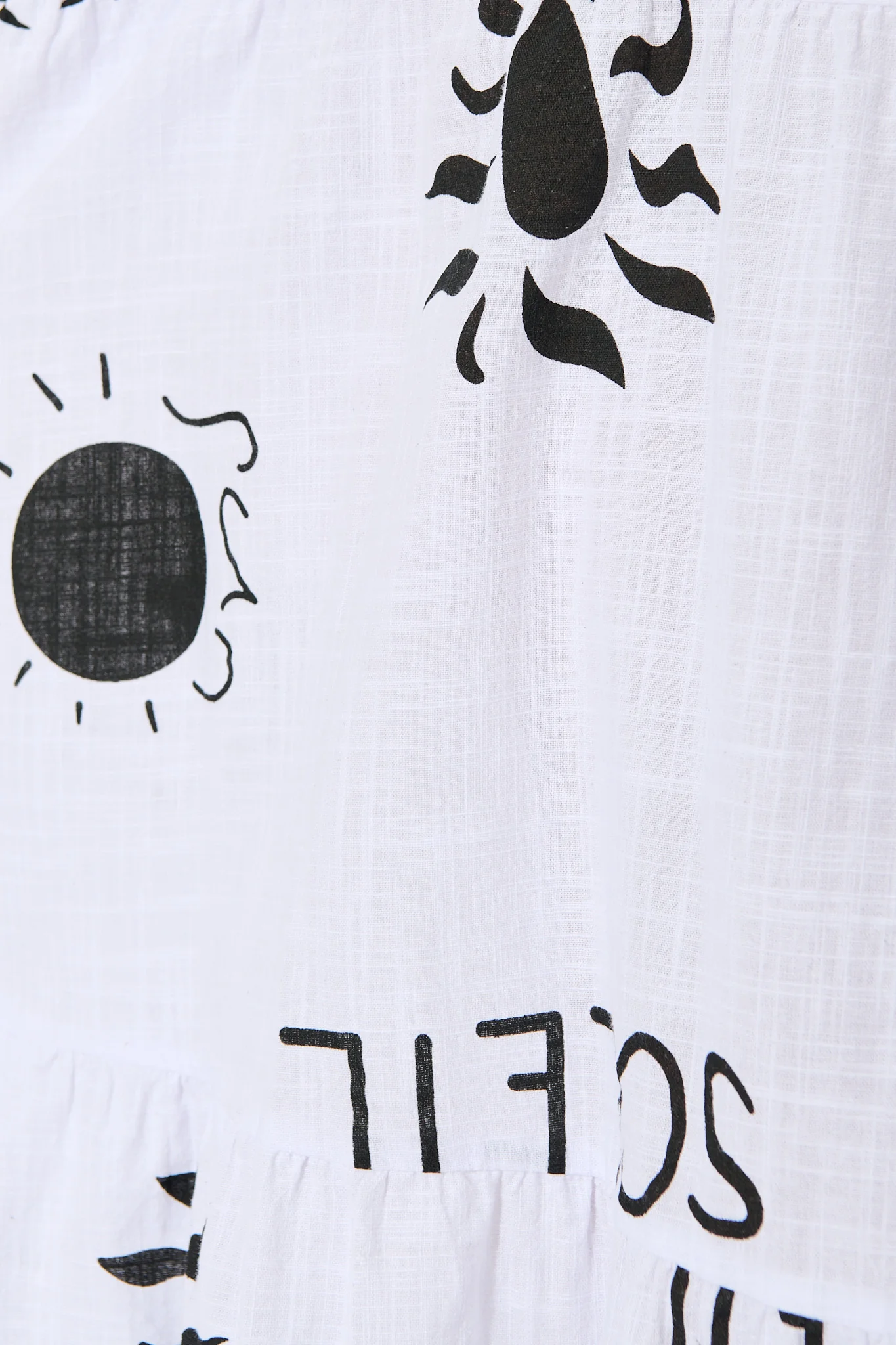 Alexea Midi Sundress in White with Black Print Cotton - Image 6