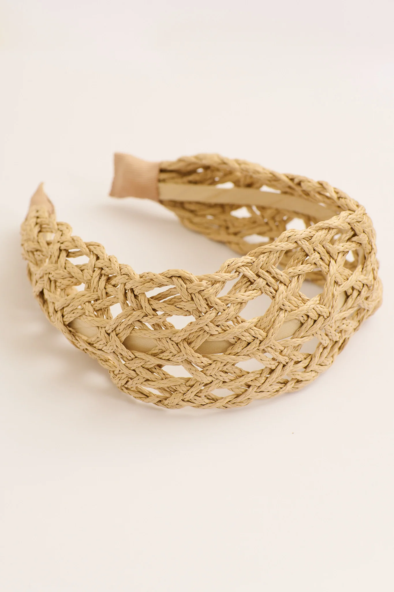 Alfi Braided Straw Headband In Natural Raffia