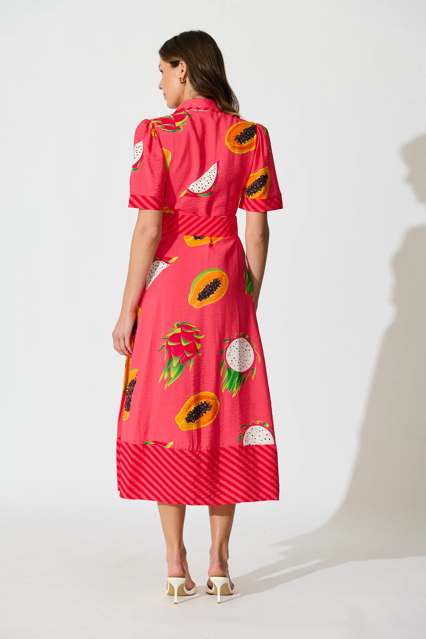 Alina Maxi Shirt Dress in Red Multi Print - Image 4