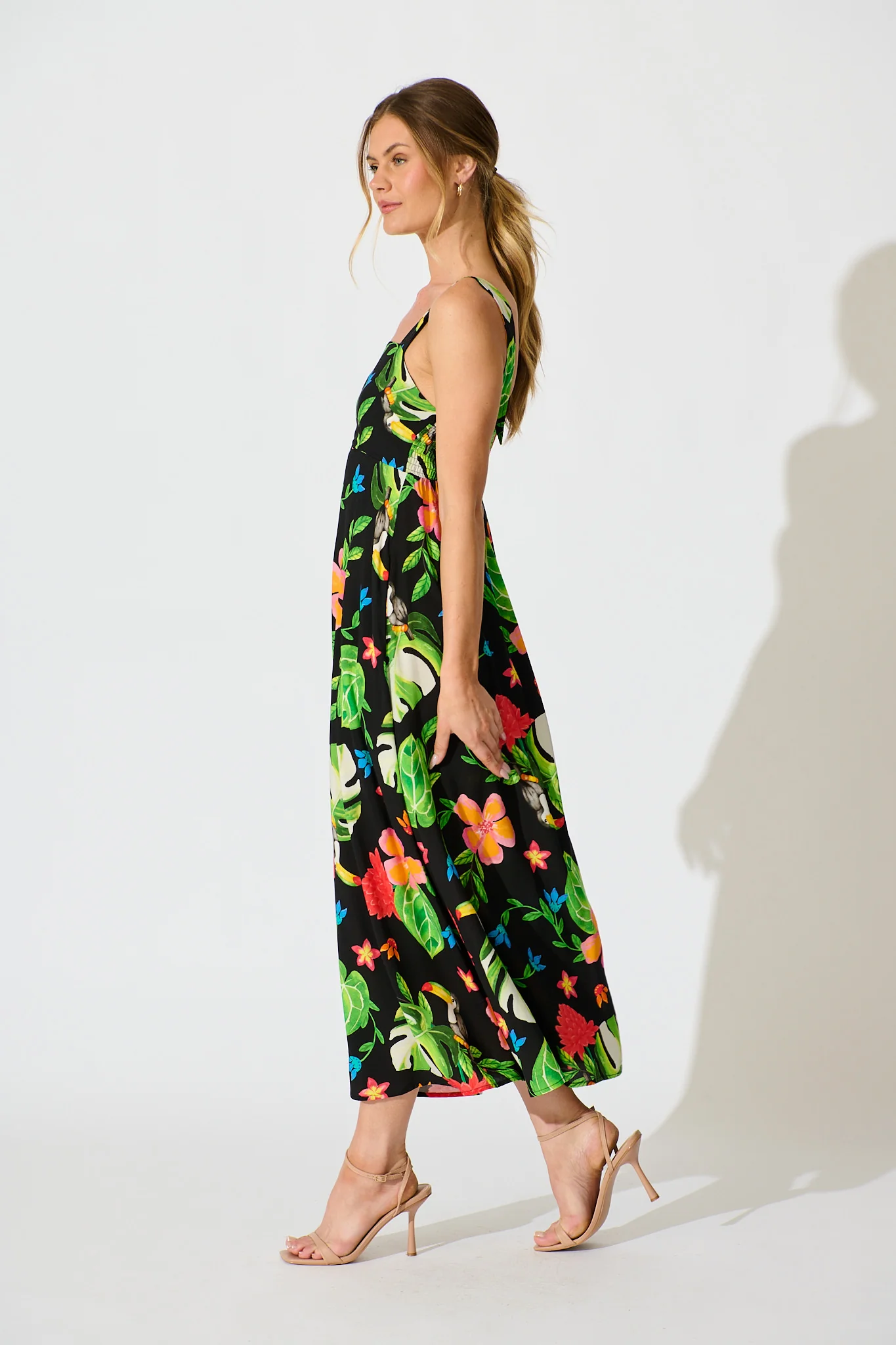 Alizee Maxi Sundress in Black Multi Print - Image 3