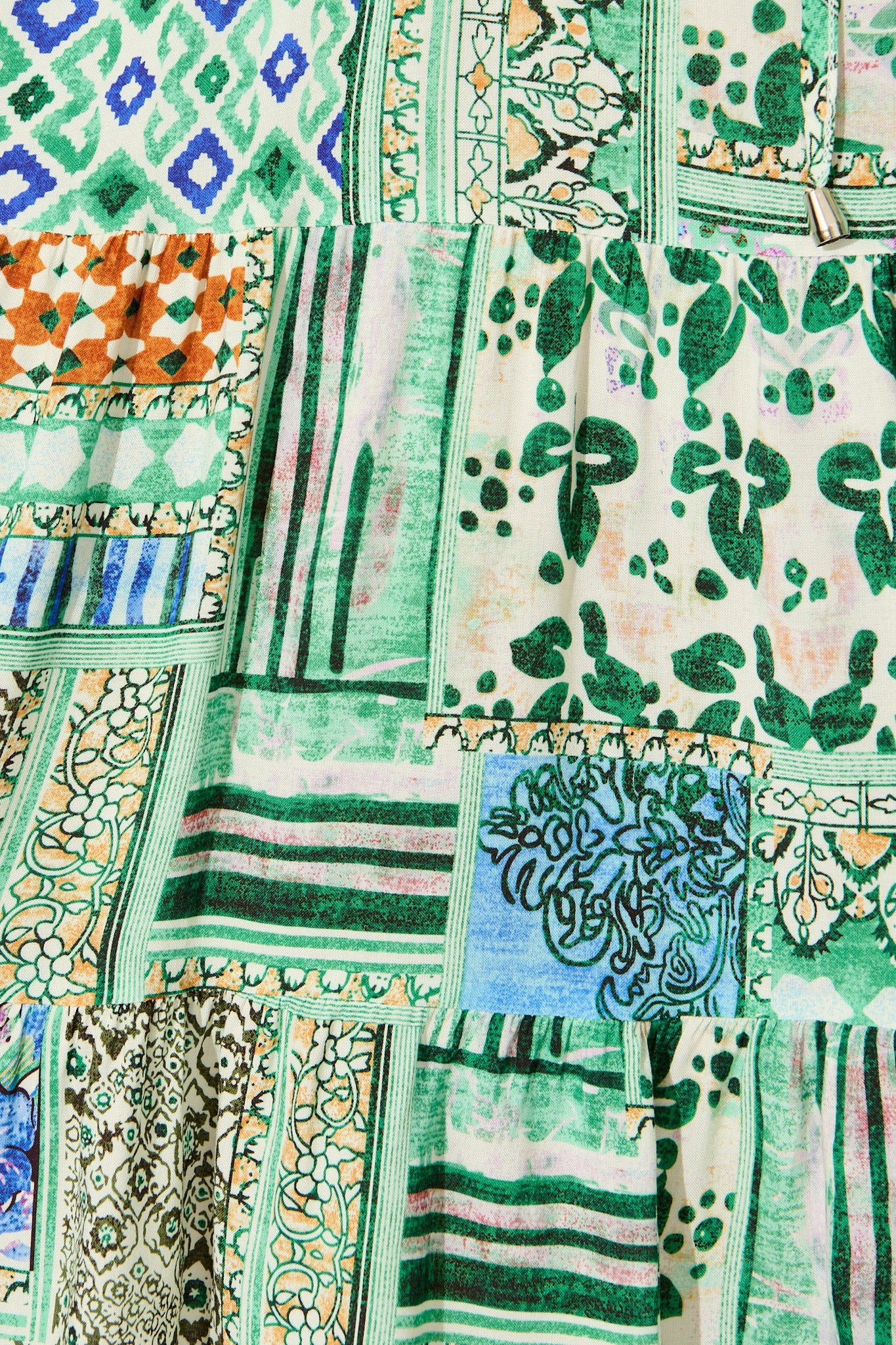 Allyza Dress in Green Multi Patchwork Print - Image 10