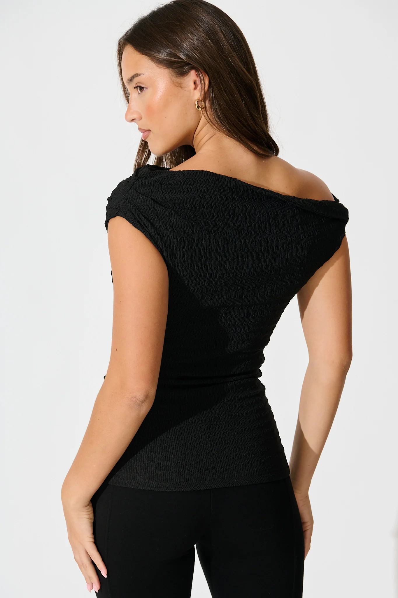 Alma Top in Black Textured Jersey - Image 3