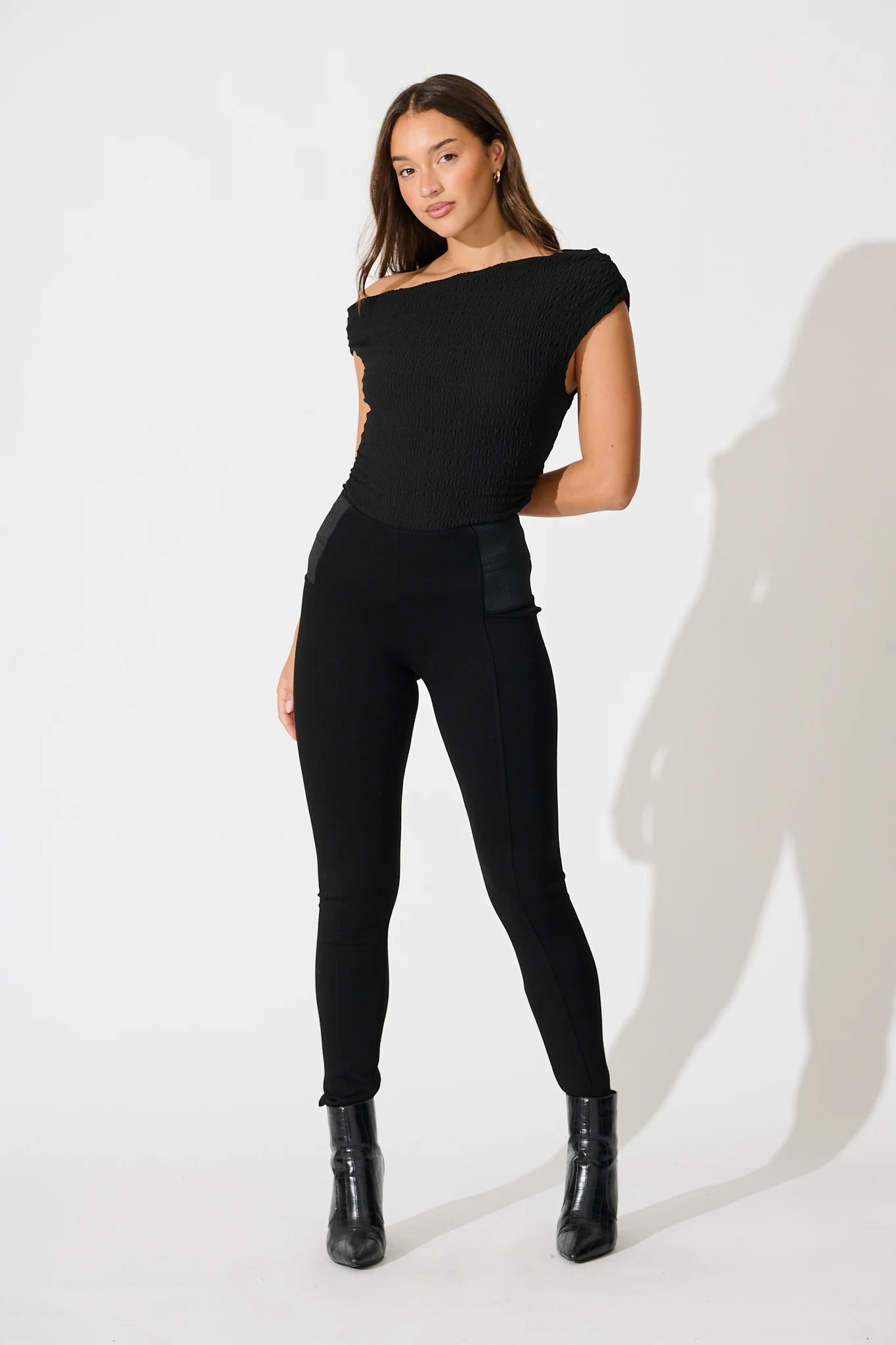 Alma Top in Black Textured Jersey - Image 4