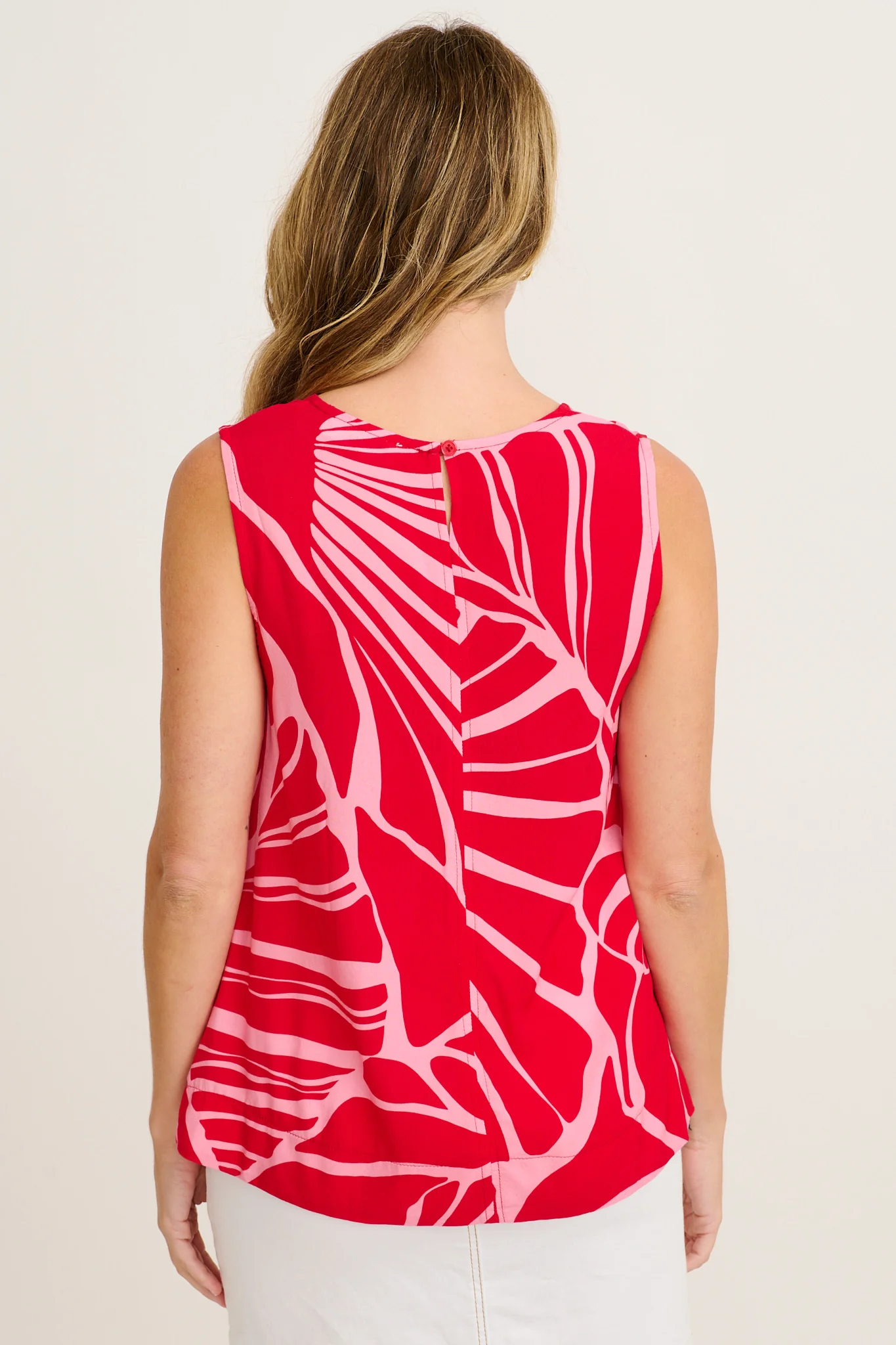 Alula Top in Red with Pink Print - Image 3