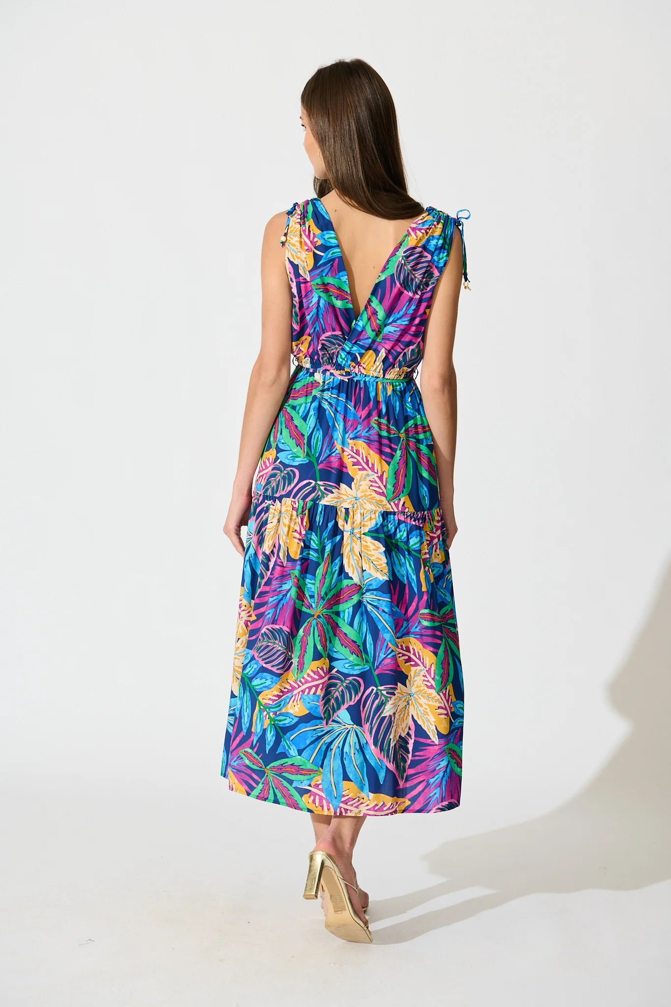 Amabelle Midi Dress in Blue Multi Print - Image 4