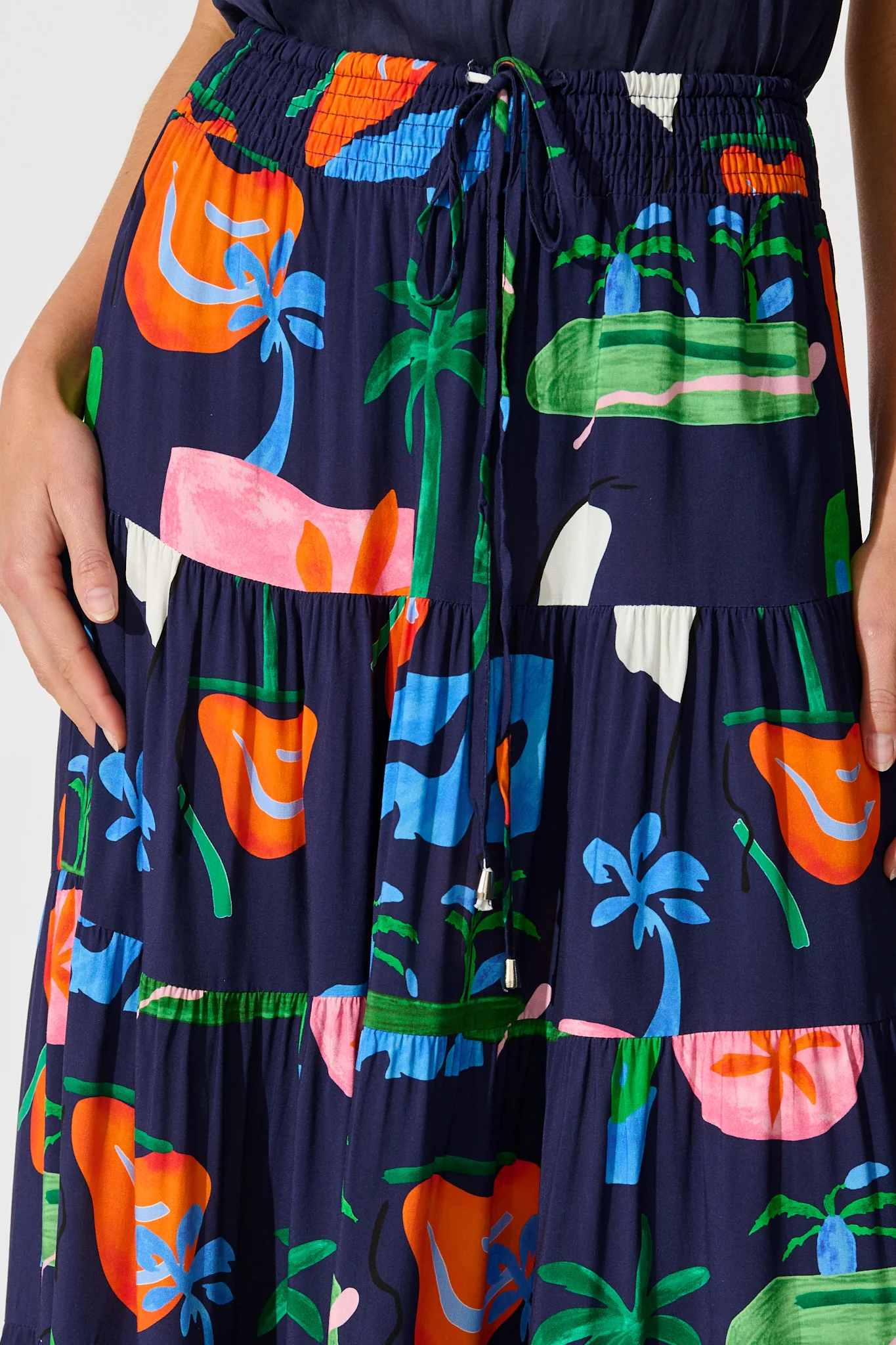 Amadi Maxi Skirt in Navy with Multi Print - Image 5