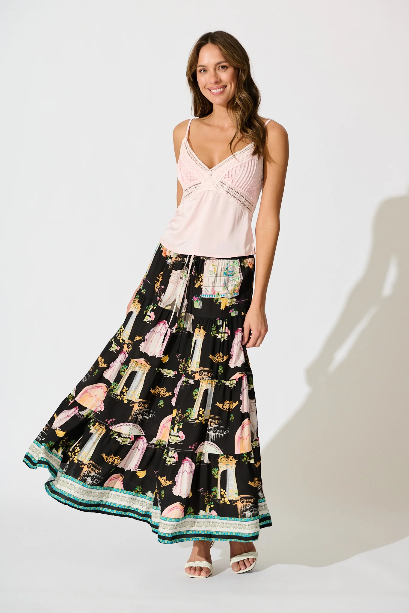 Amadi Maxi Skirt in Black Multi Print - Image 4
