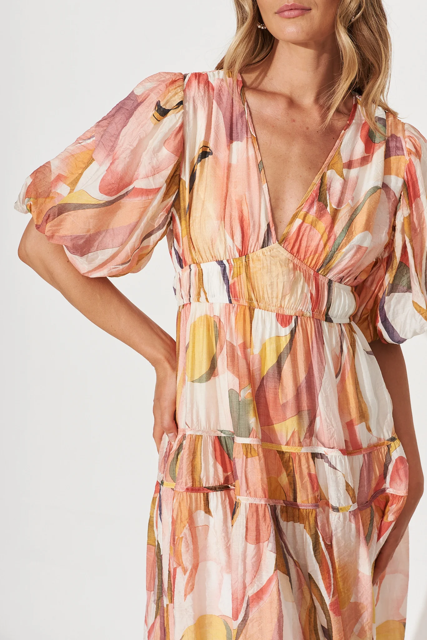 Amalie Midi Dress In White With Multi Floral - Image 10