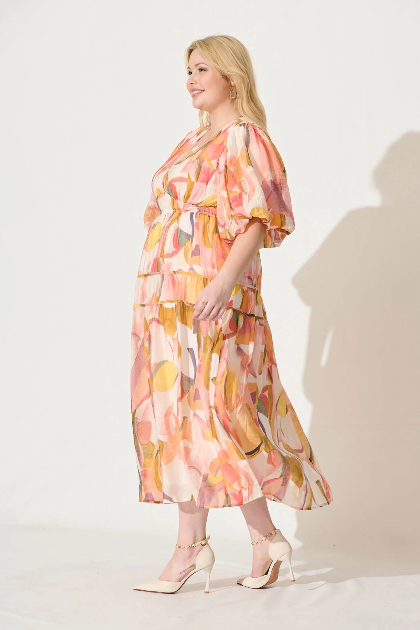 Amalie Midi Dress In White With Multi Floral - Image 8