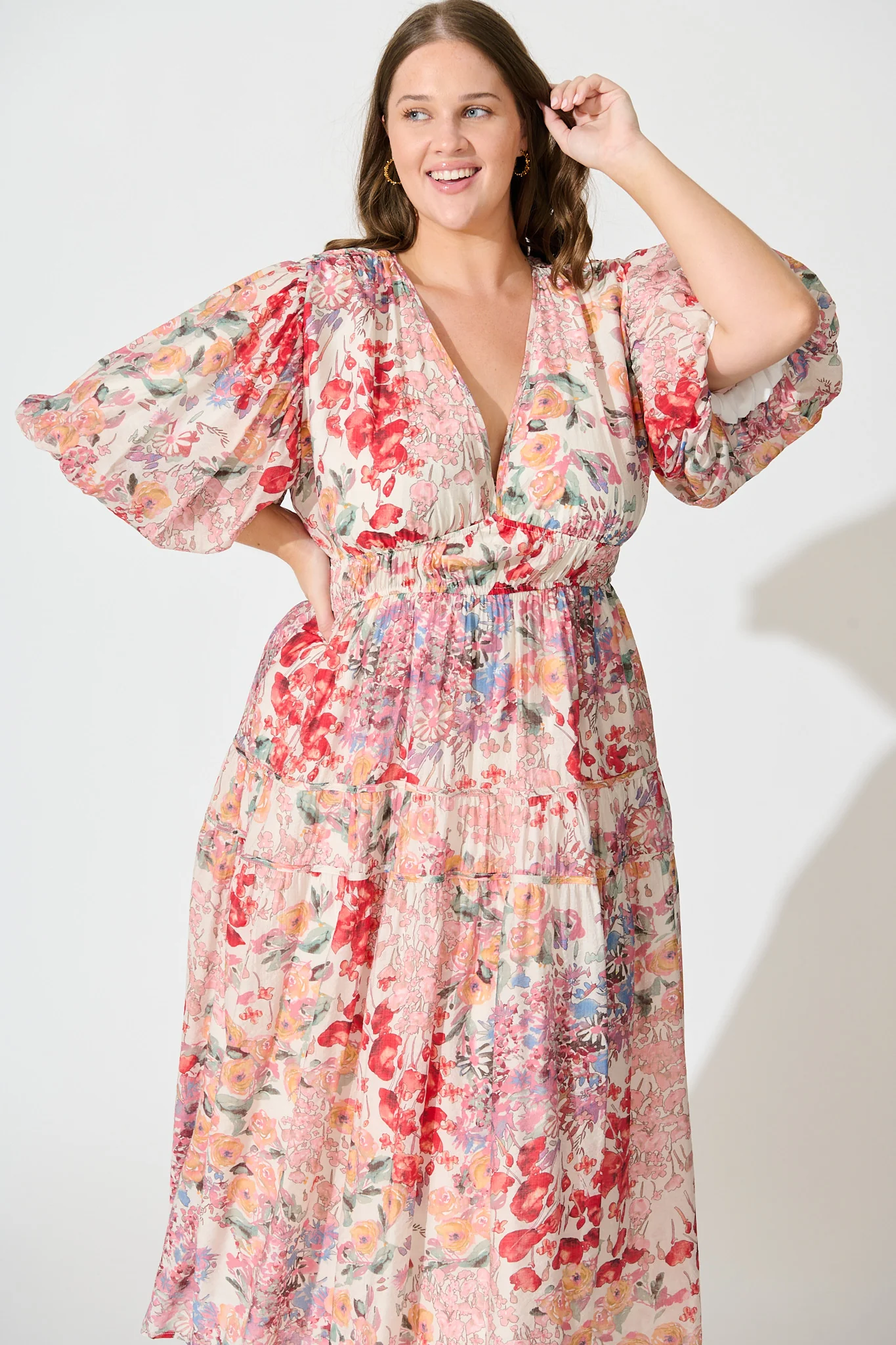 Amalie Midi Dress In Blush Multi Floral - Image 6