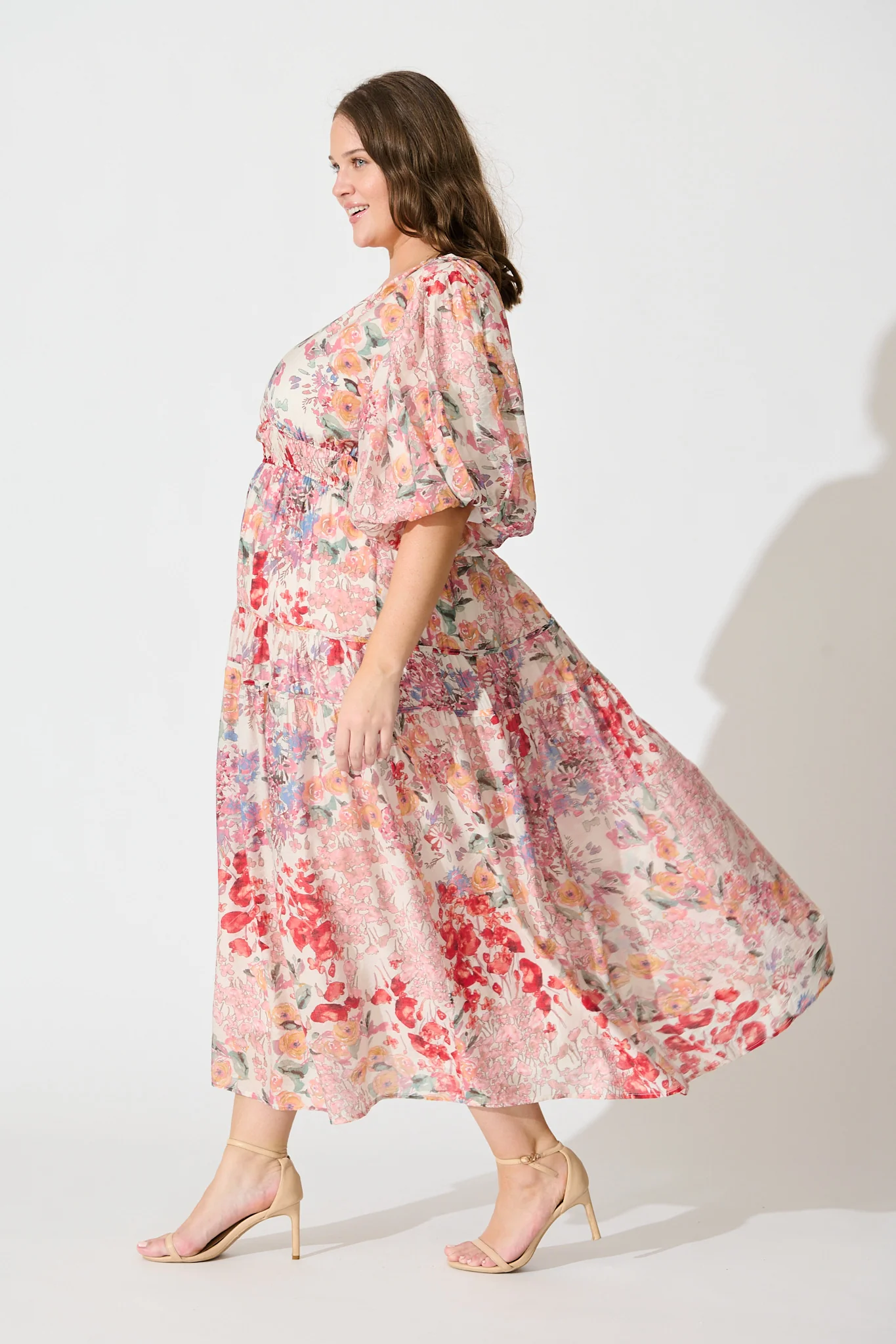 Amalie Midi Dress In Blush Multi Floral - Image 8