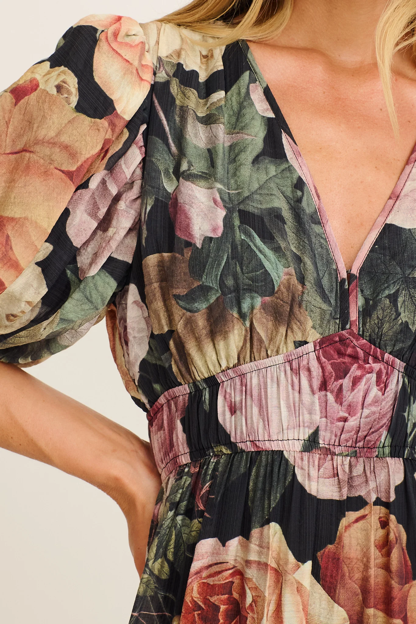 Amalie Midi Dress in Dark Multi Floral - Image 5
