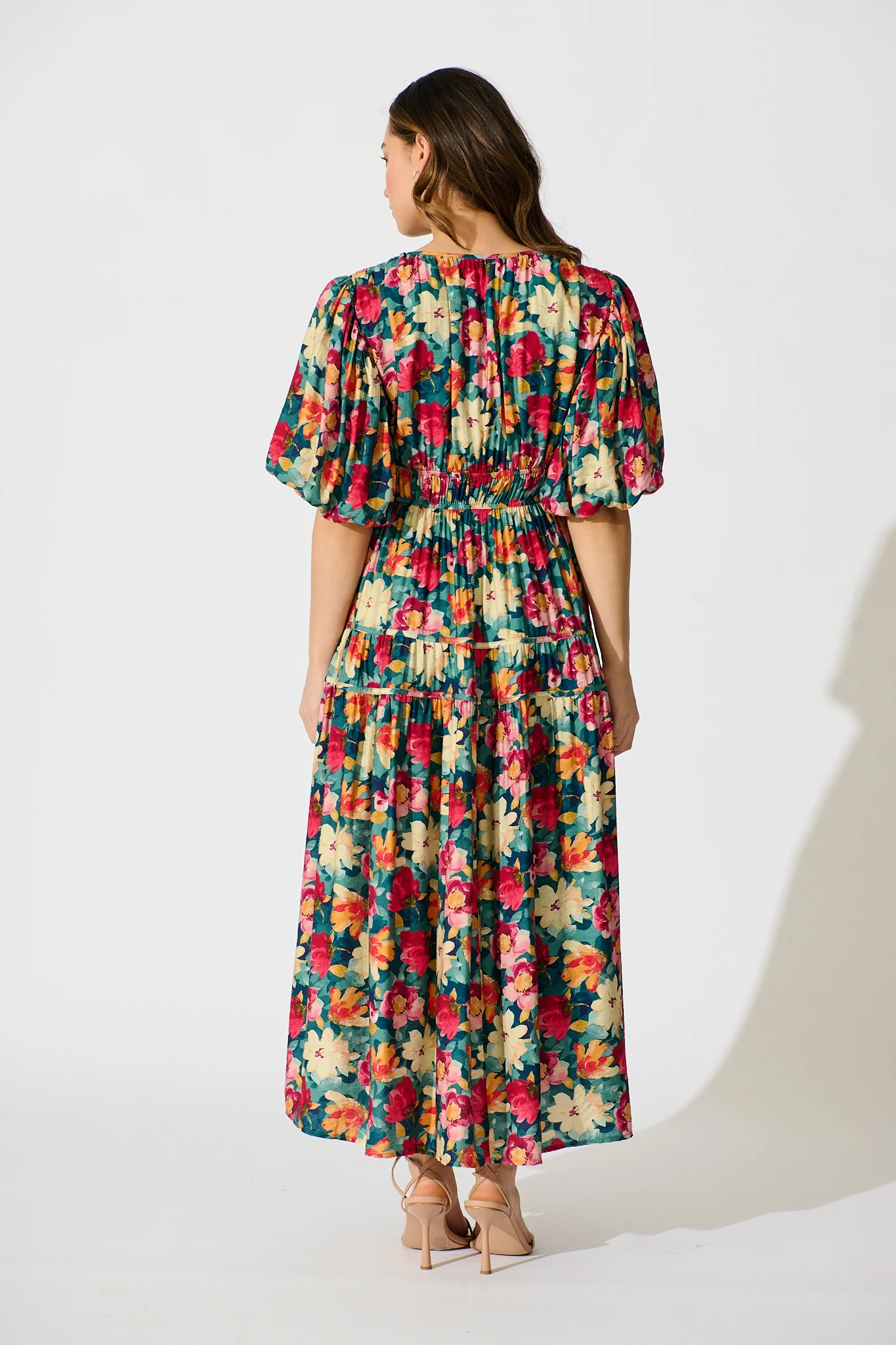 Amalie Midi Dress in Jade Floral Print - Image 4