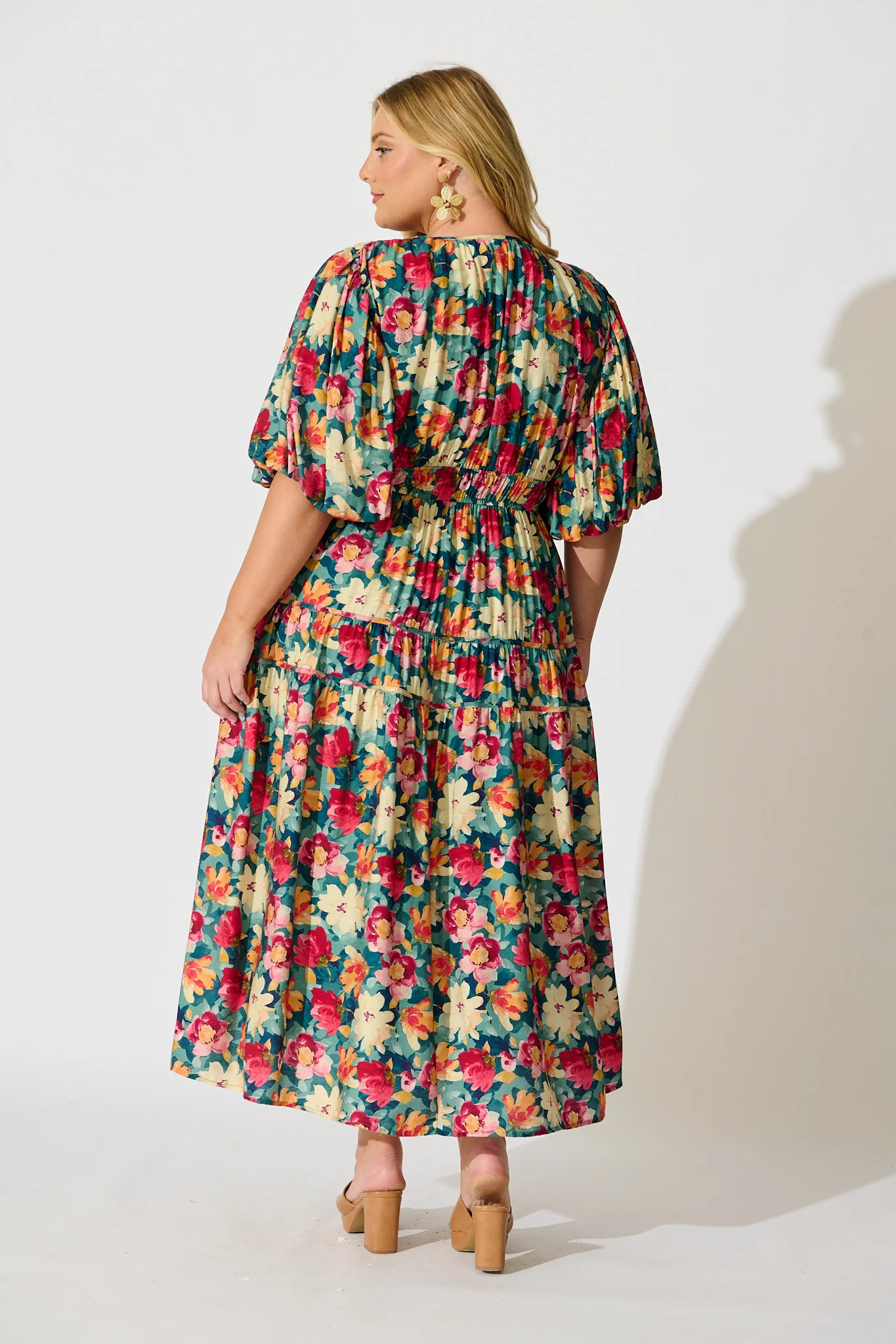 Amalie Midi Dress in Jade Floral Print - Image 8