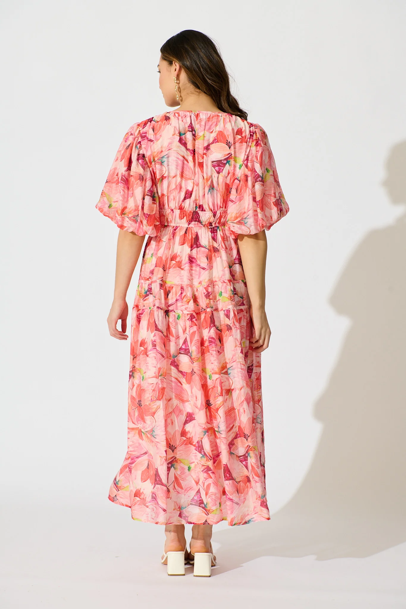 Amalie Midi Dress in Pink Watercolour Print - Image 4