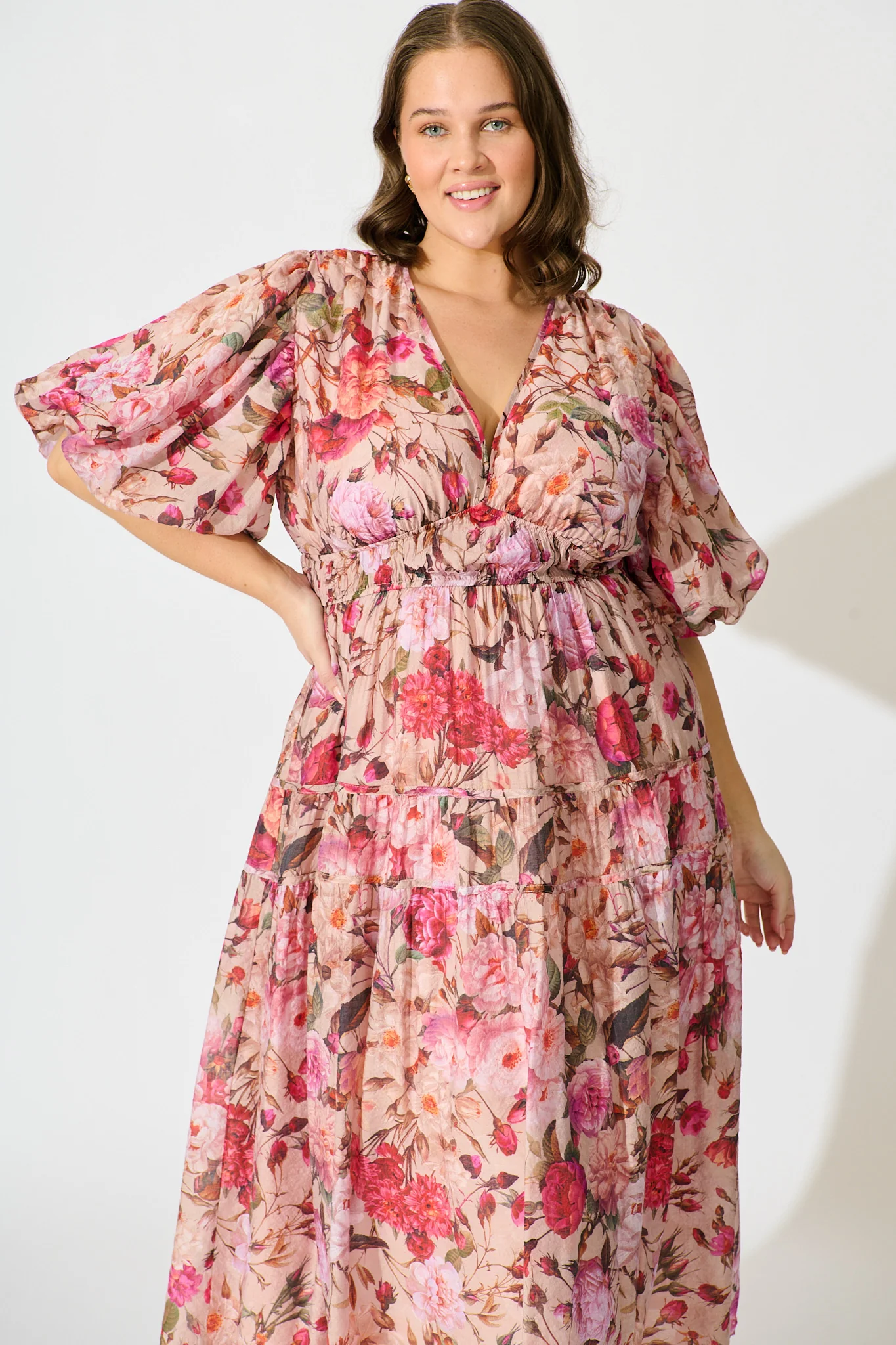 Amalie Midi Dress In Vintage Blush Floral Print - Image 5