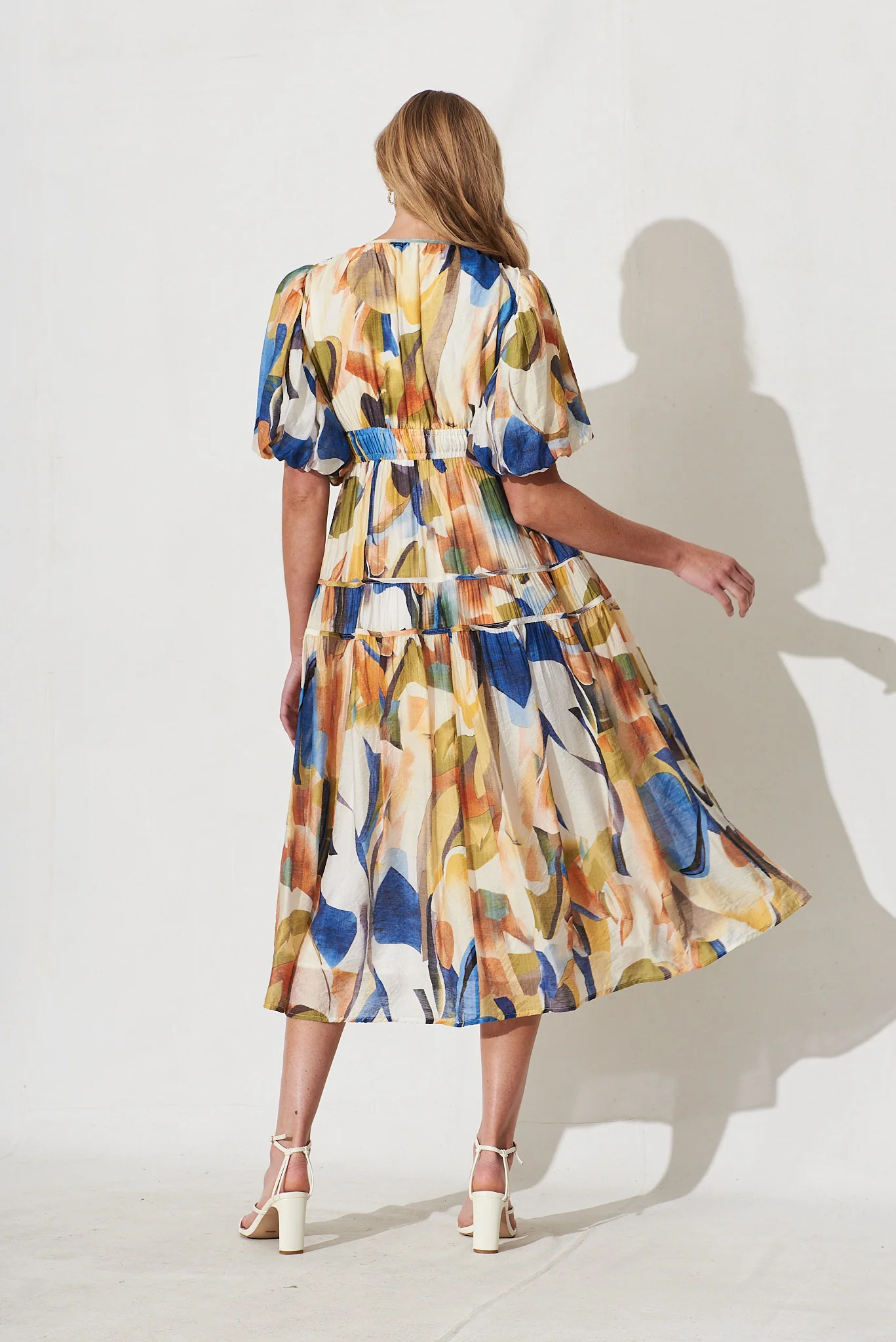 Amalie Midi Dress In White With Multi Print - Image 4