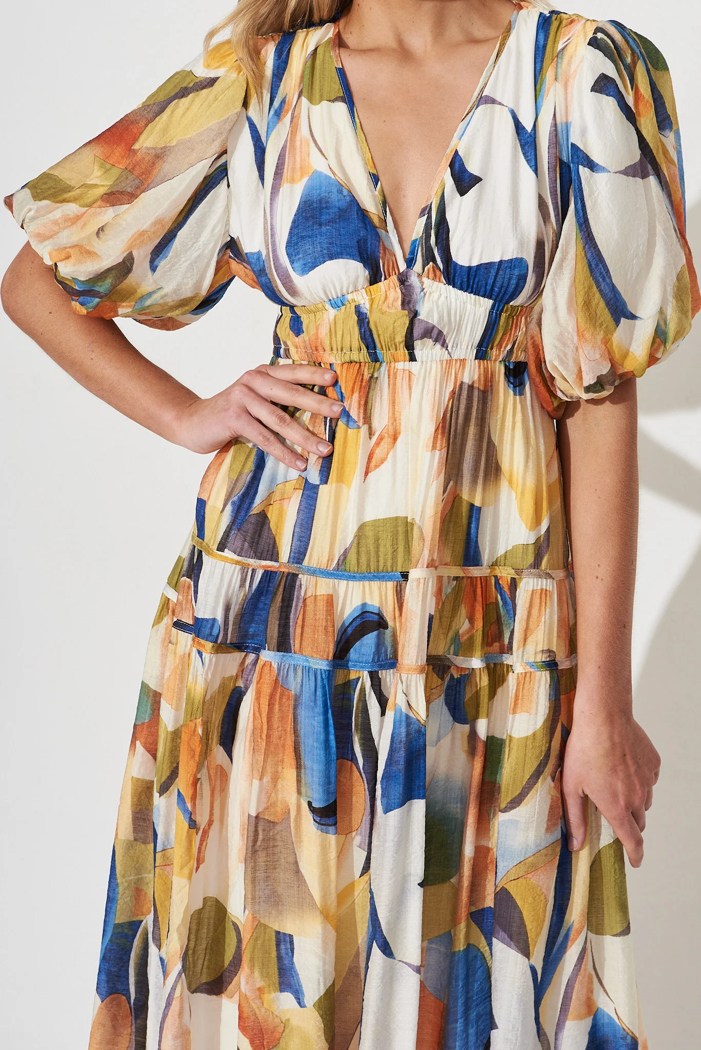 Amalie Midi Dress In White With Multi Print - Image 6