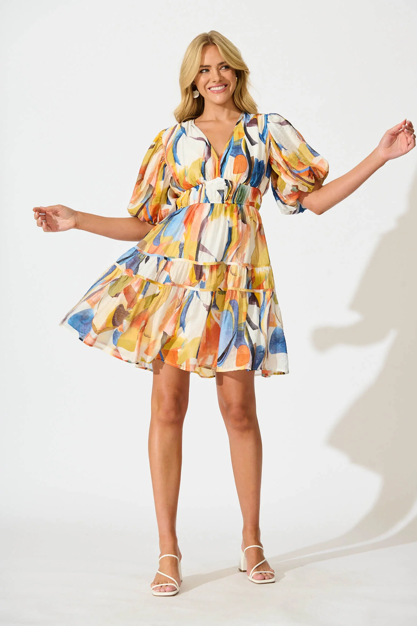Amarusso Dress in White with Multi Print
