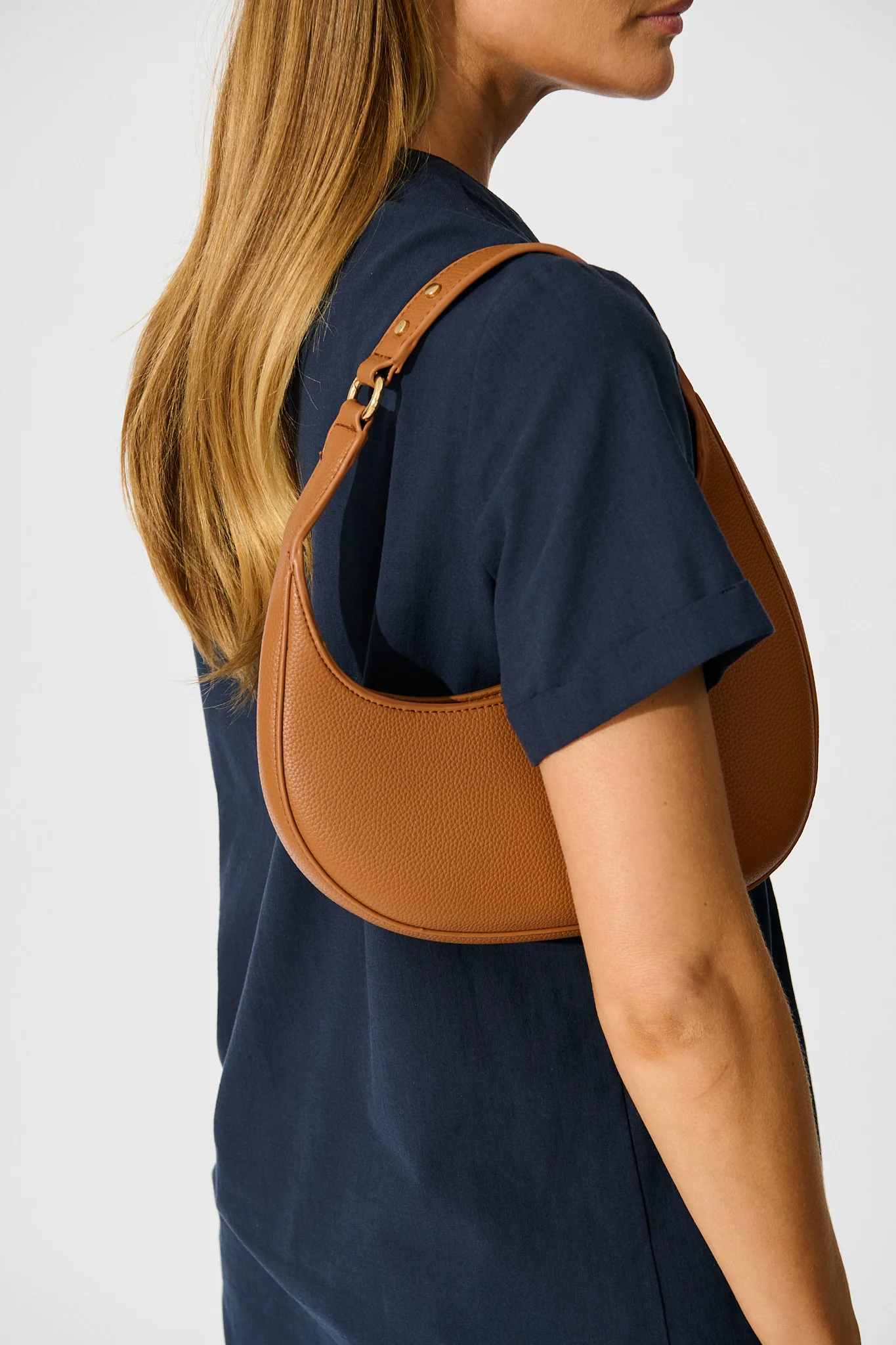 Amber Mini Shoulder Bag in Tan PU - Image 6