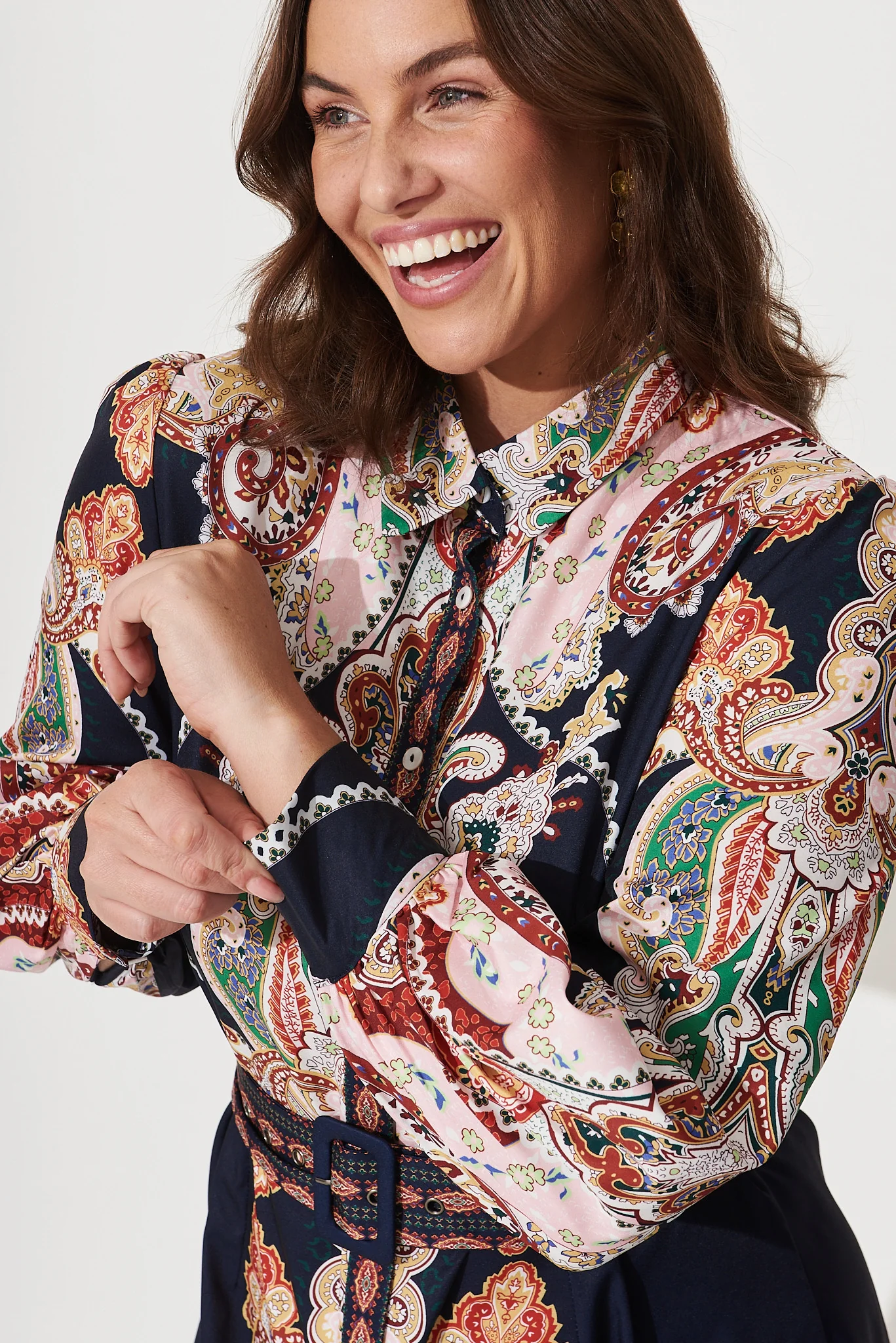 Amore Dress In Navy Paisley - Image 9
