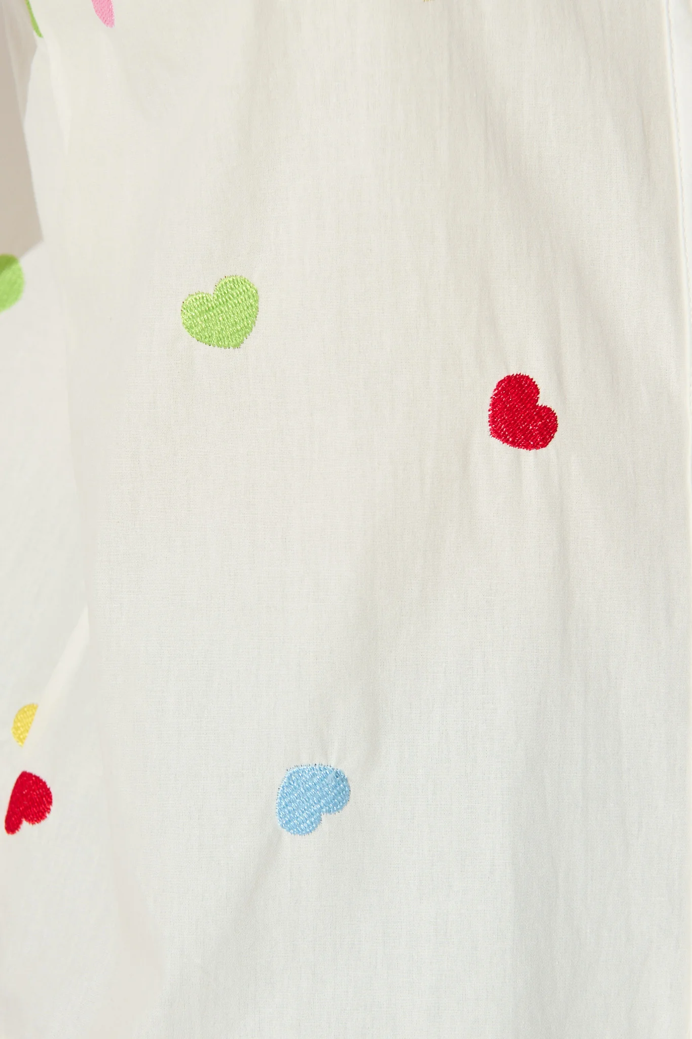 Amore Heart Shirt in White with Multi Heart Embroidered Cotton - Image 6
